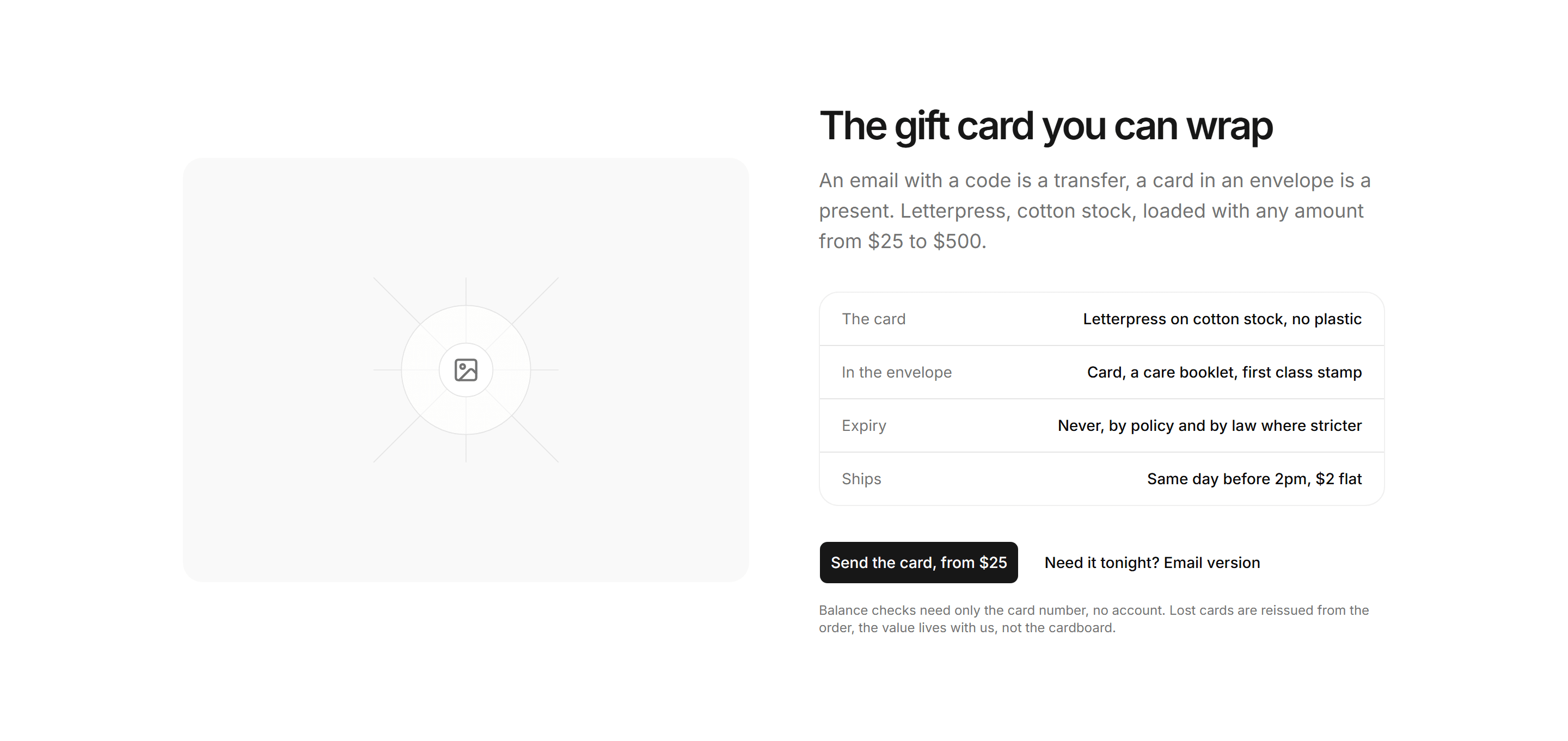 Ecommerce Gift Card: Physical Gift Card