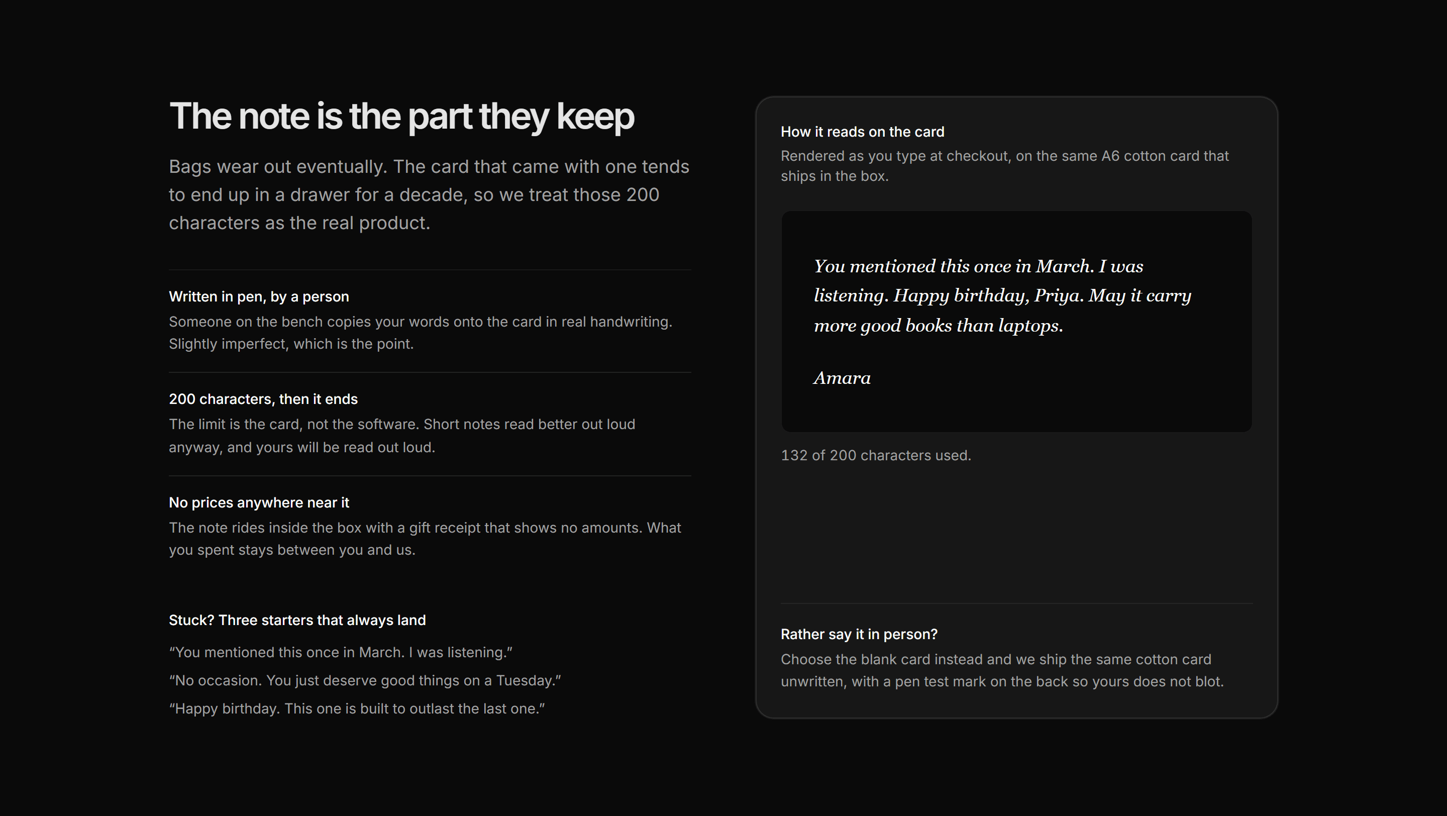 Ecommerce Gifting: Gift Note Preview
