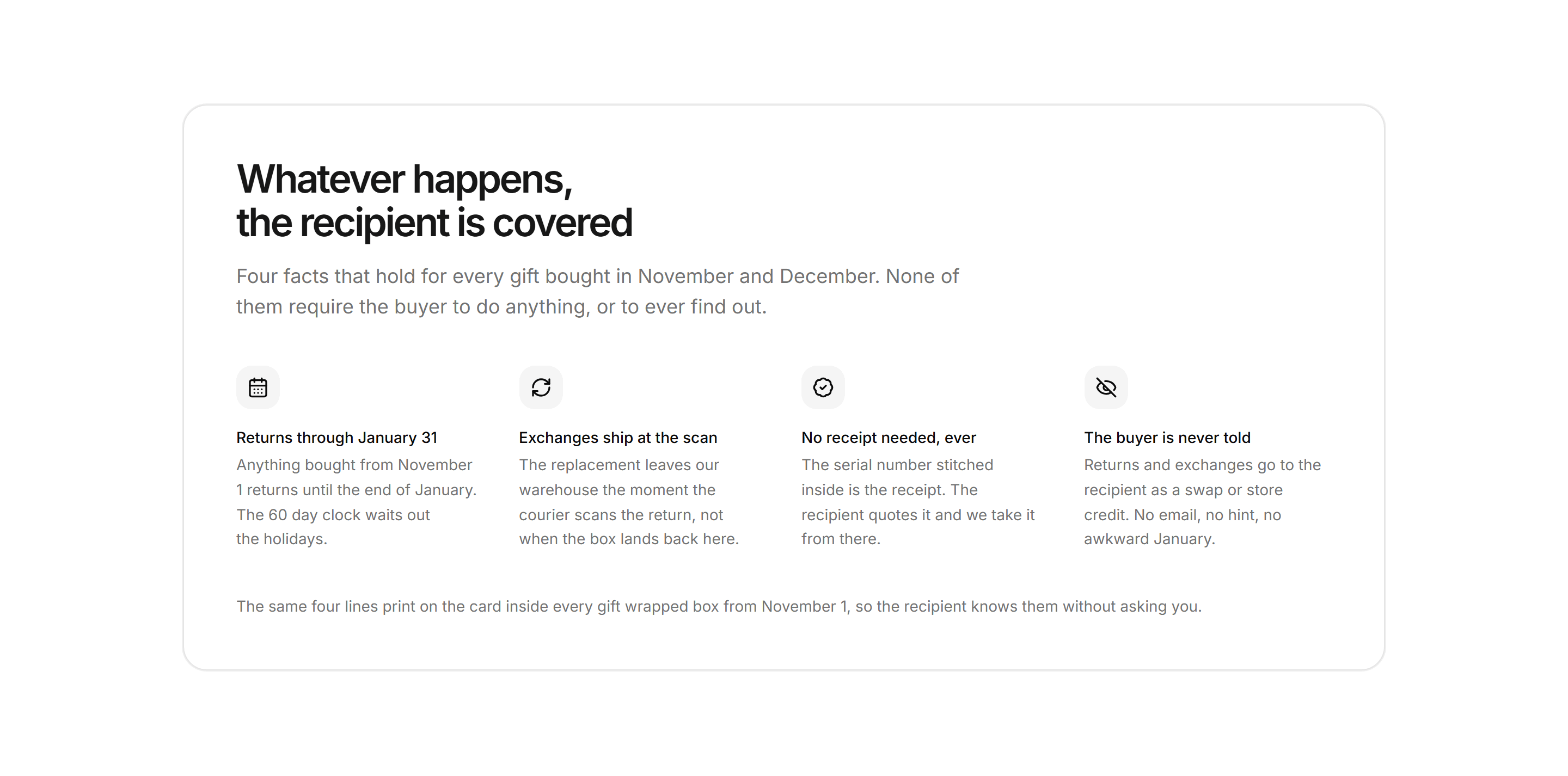 Ecommerce Gifting: Gift Returns Promise Band