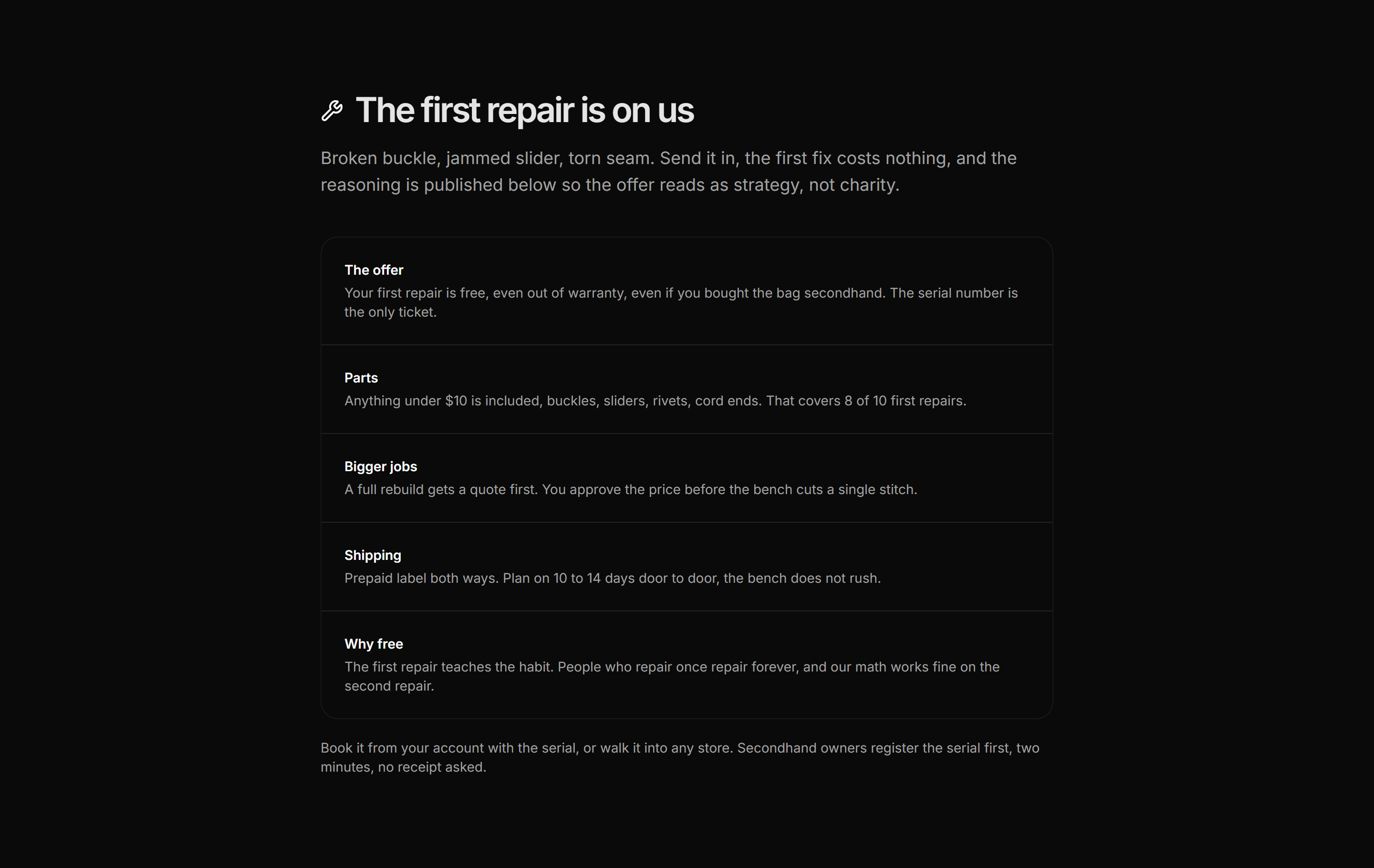 Ecommerce Incentive: First Repair Free Card