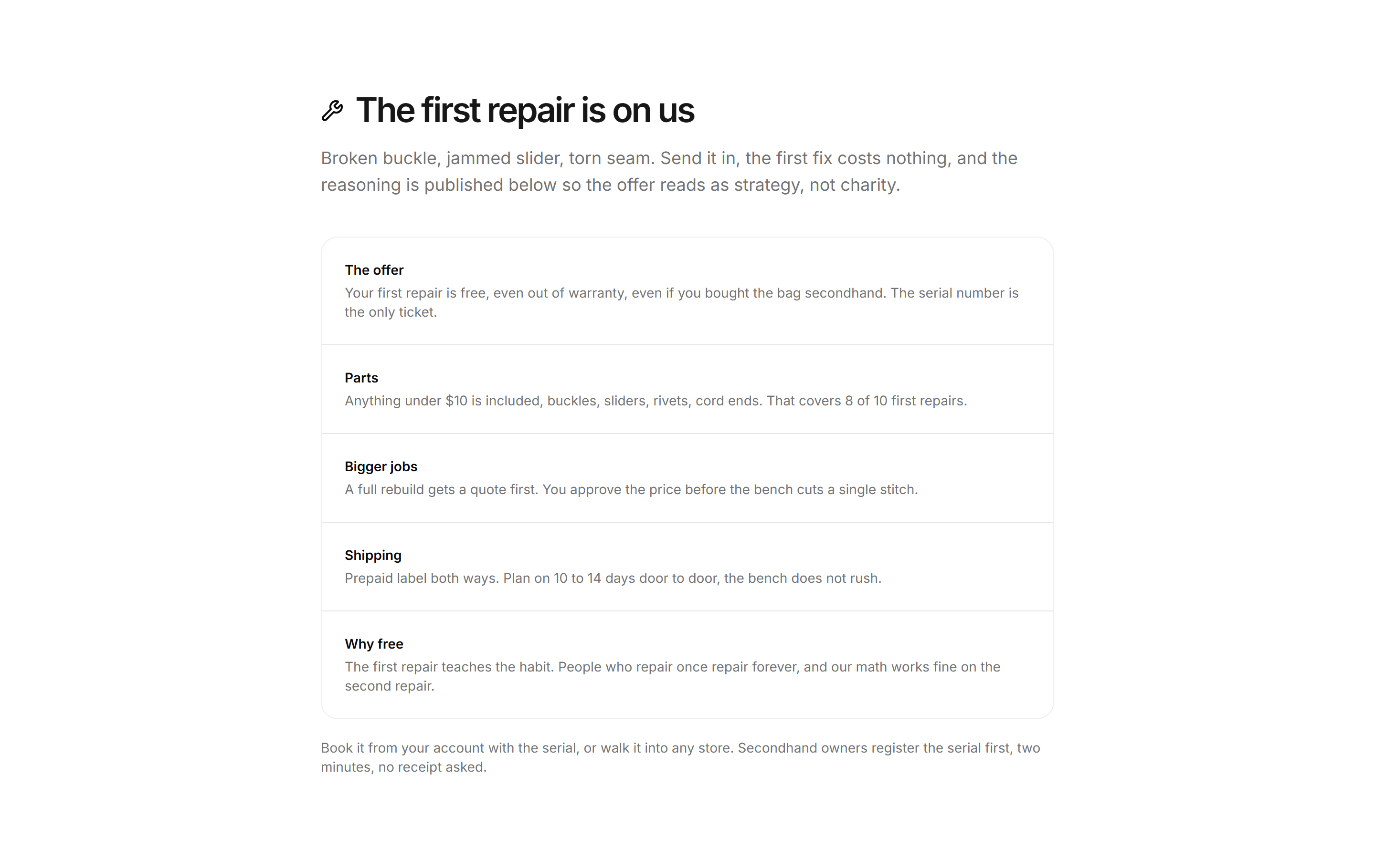 Ecommerce Incentive: First Repair Free Card
