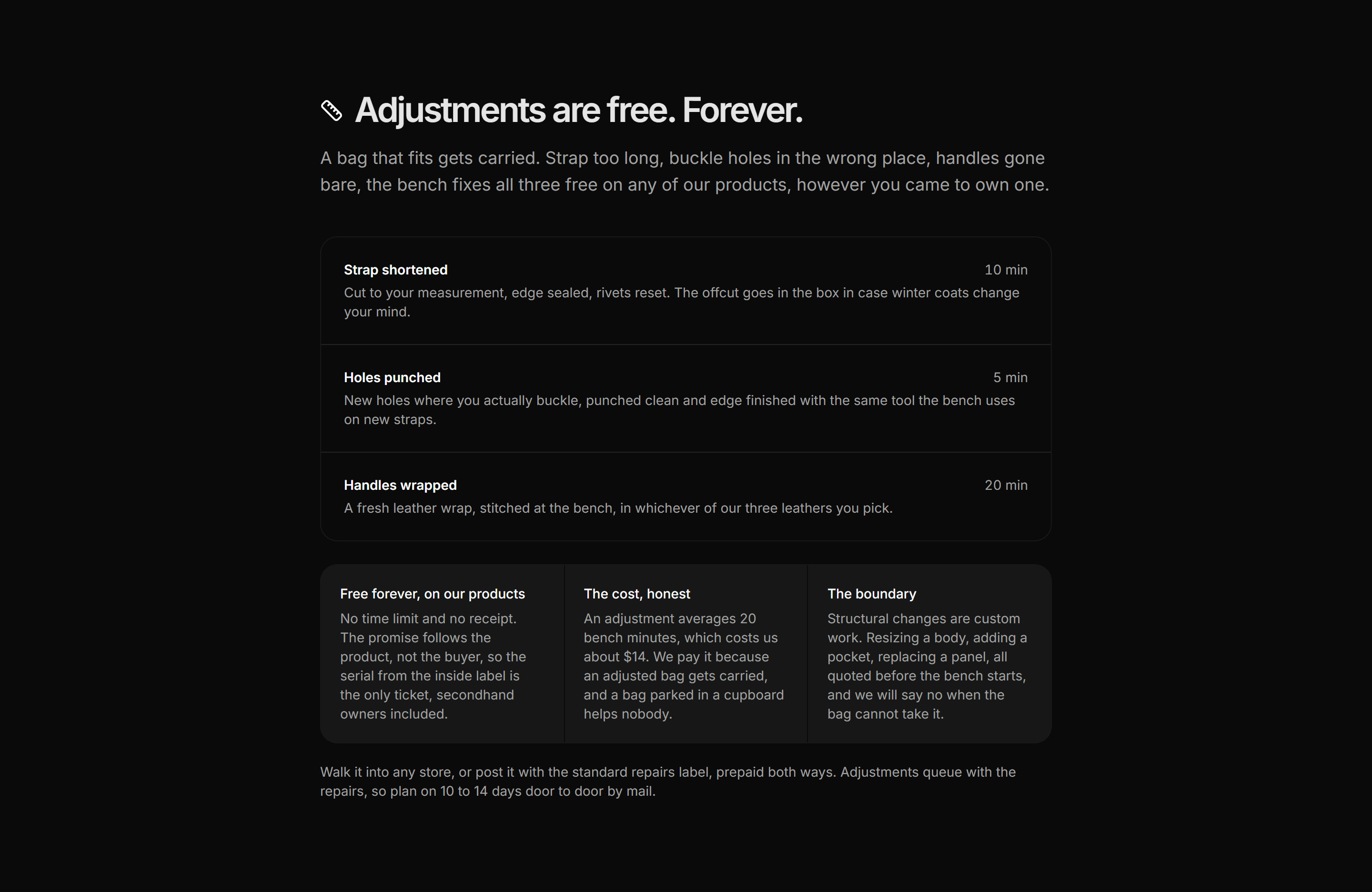 Ecommerce Incentive: Free Adjustments Card