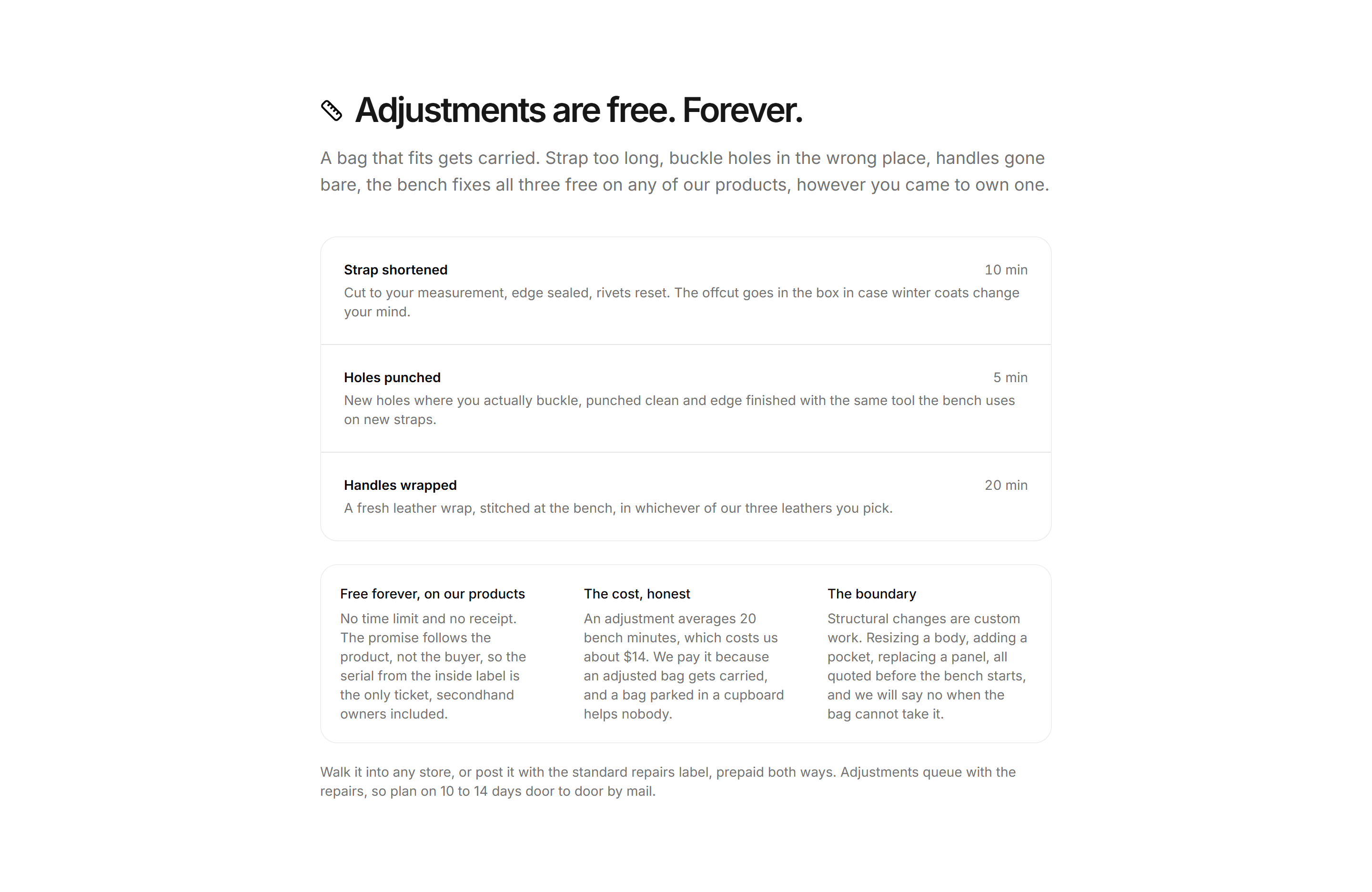Ecommerce Incentive: Free Adjustments Card