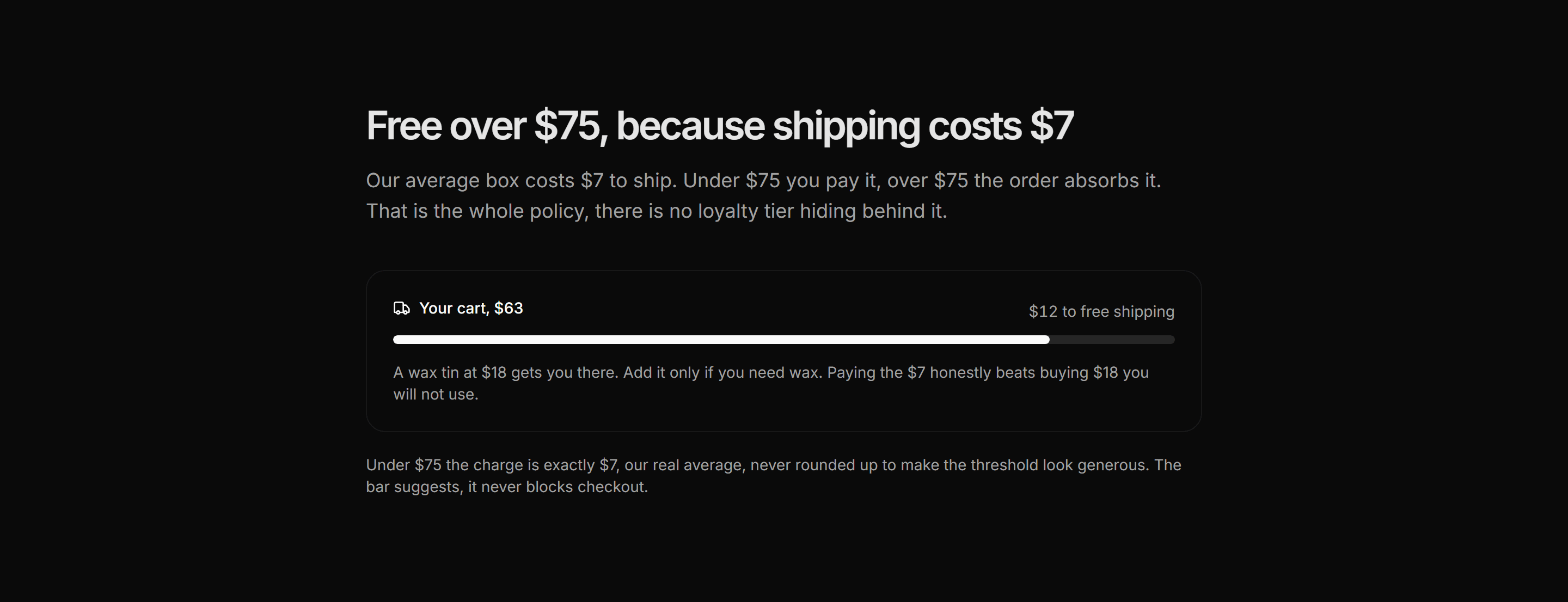 Ecommerce Incentive: Free Shipping Threshold Bar