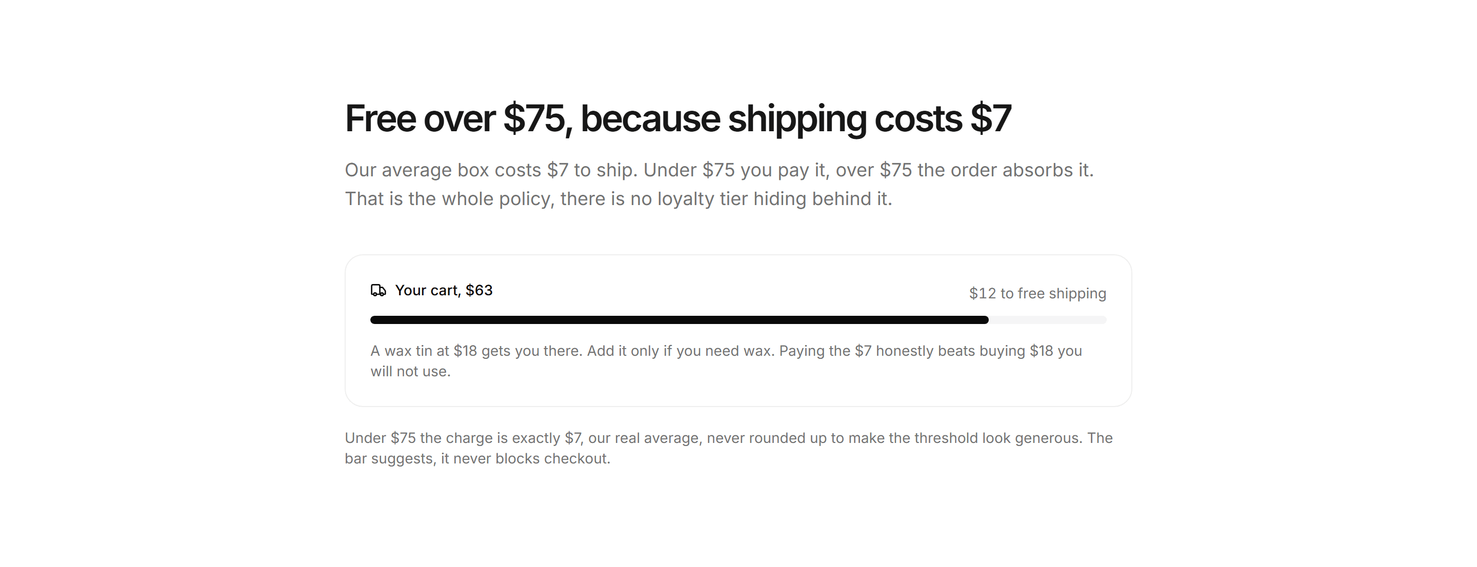 Ecommerce Incentive: Free Shipping Threshold Bar