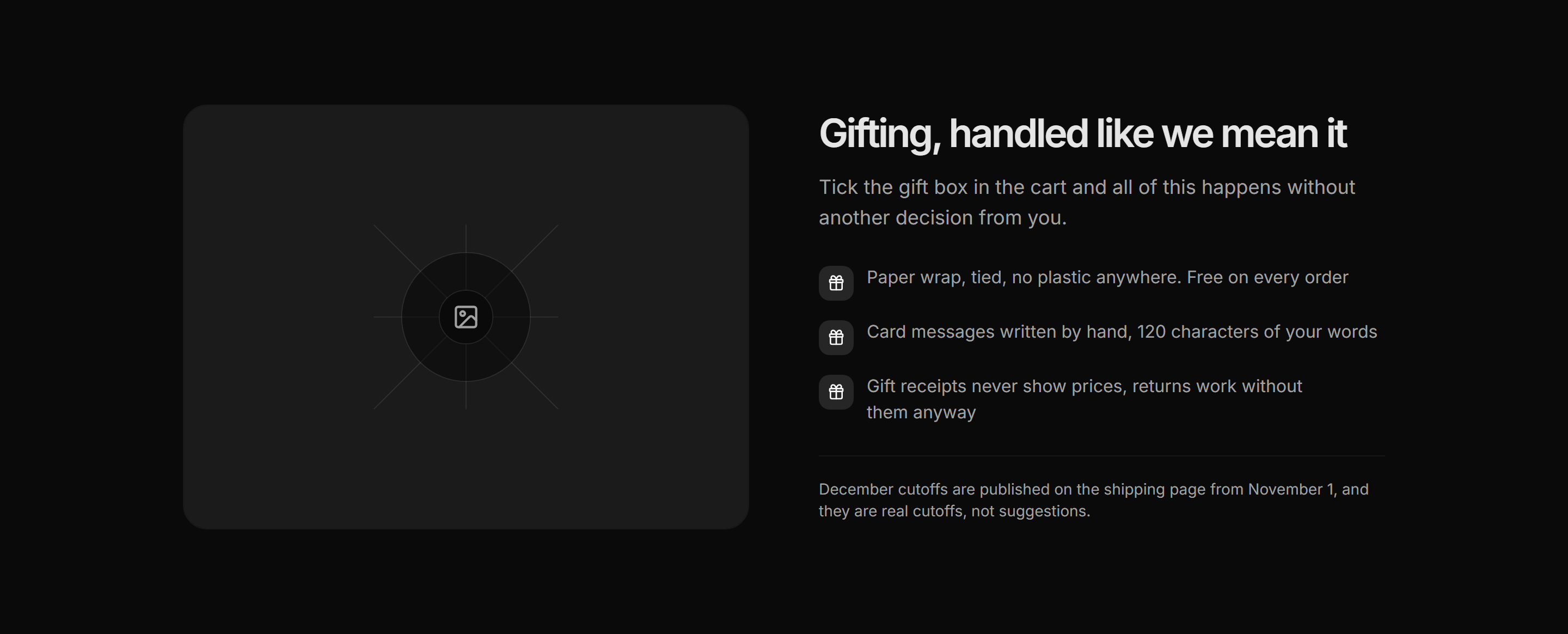 Ecommerce Incentive: Gift Wrapping Callout