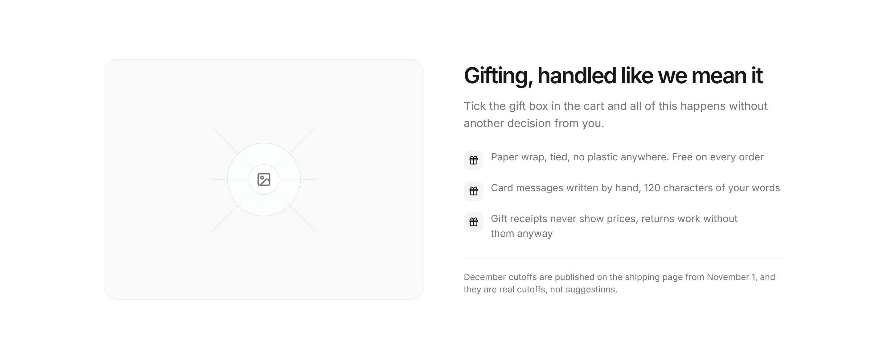Ecommerce Incentive: Gift Wrapping Callout