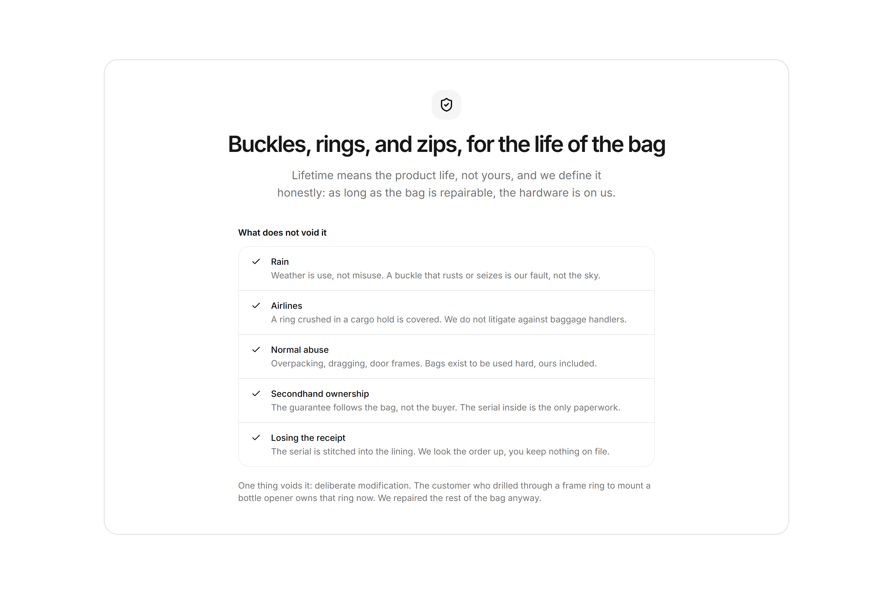 Ecommerce Incentive: Lifetime Guarantee Spotlight