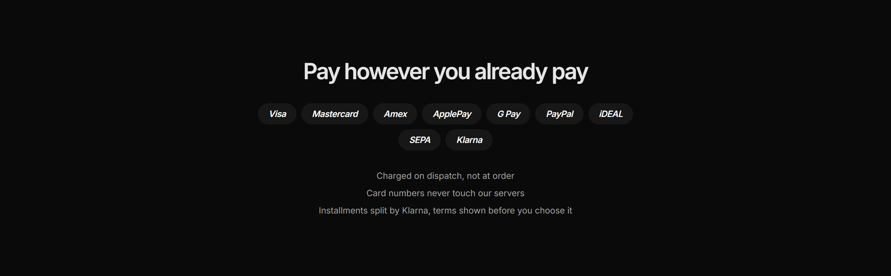 Ecommerce Incentive: Payment Options Row