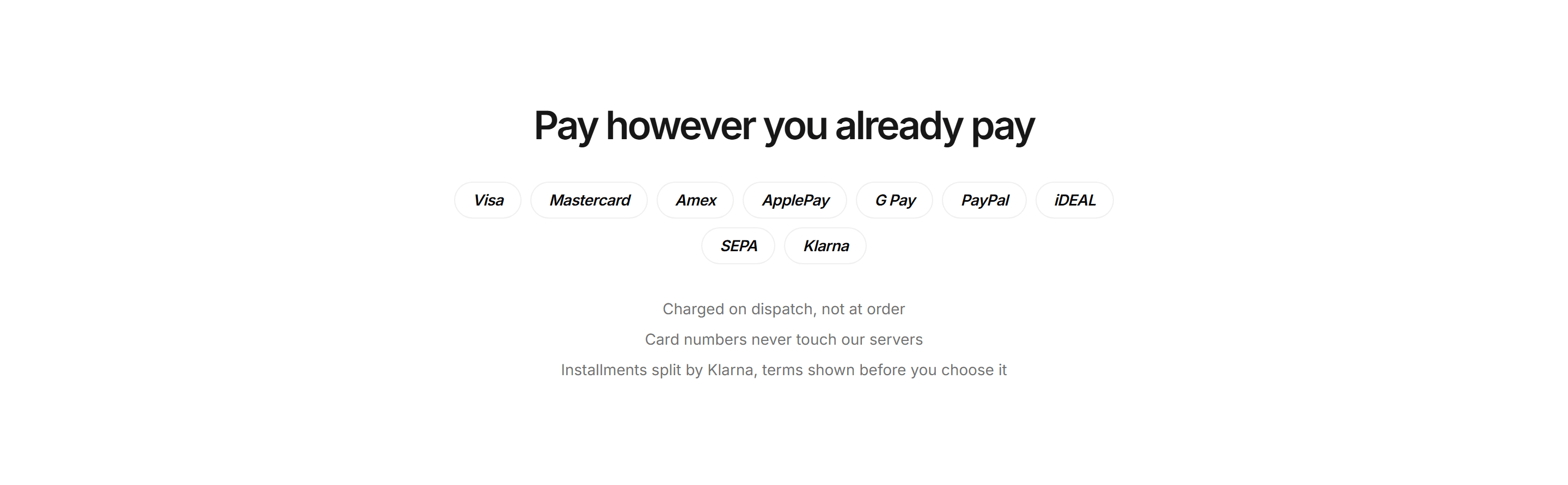 Ecommerce Incentive: Payment Options Row