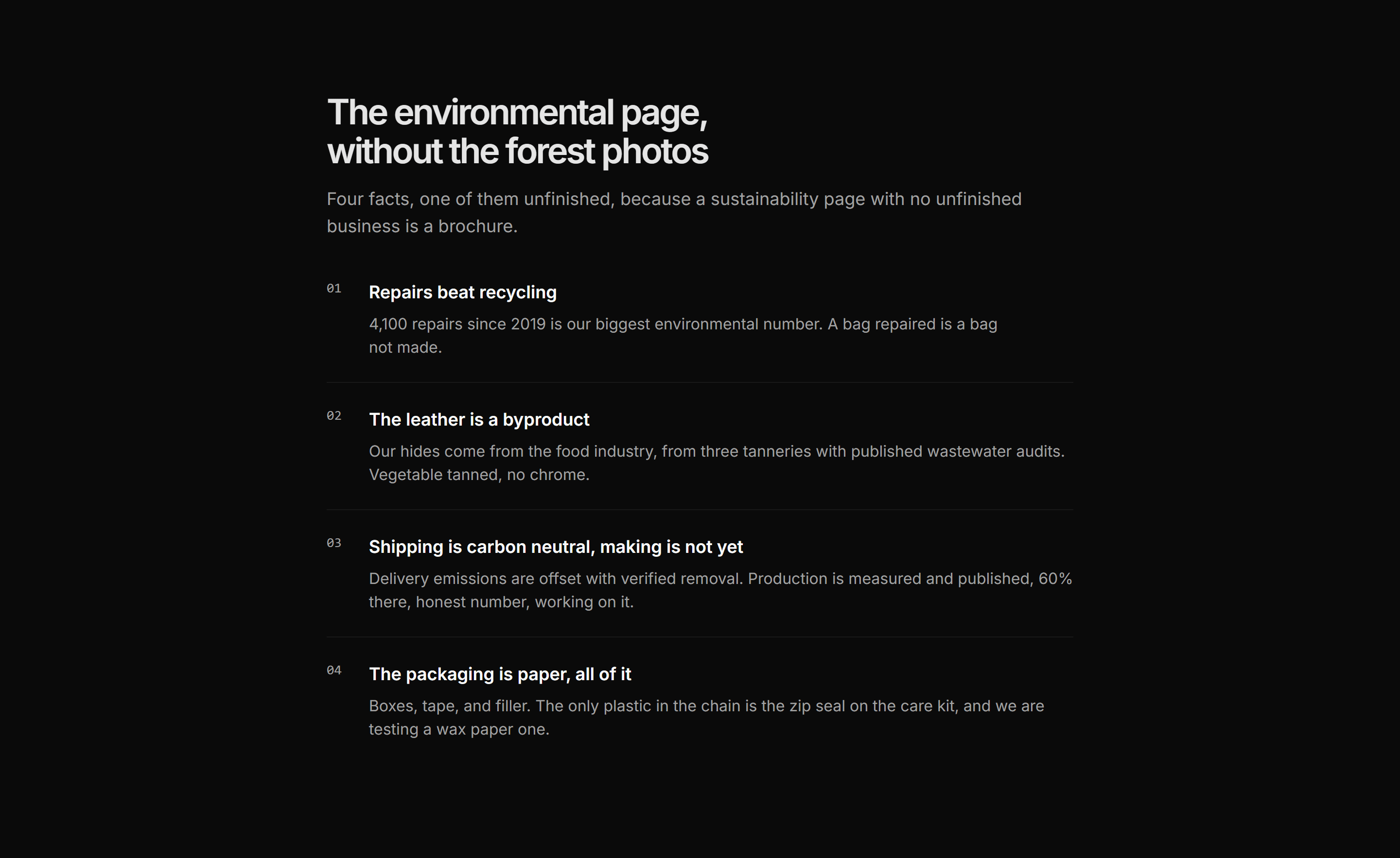 Ecommerce Incentive: Sustainability Notes