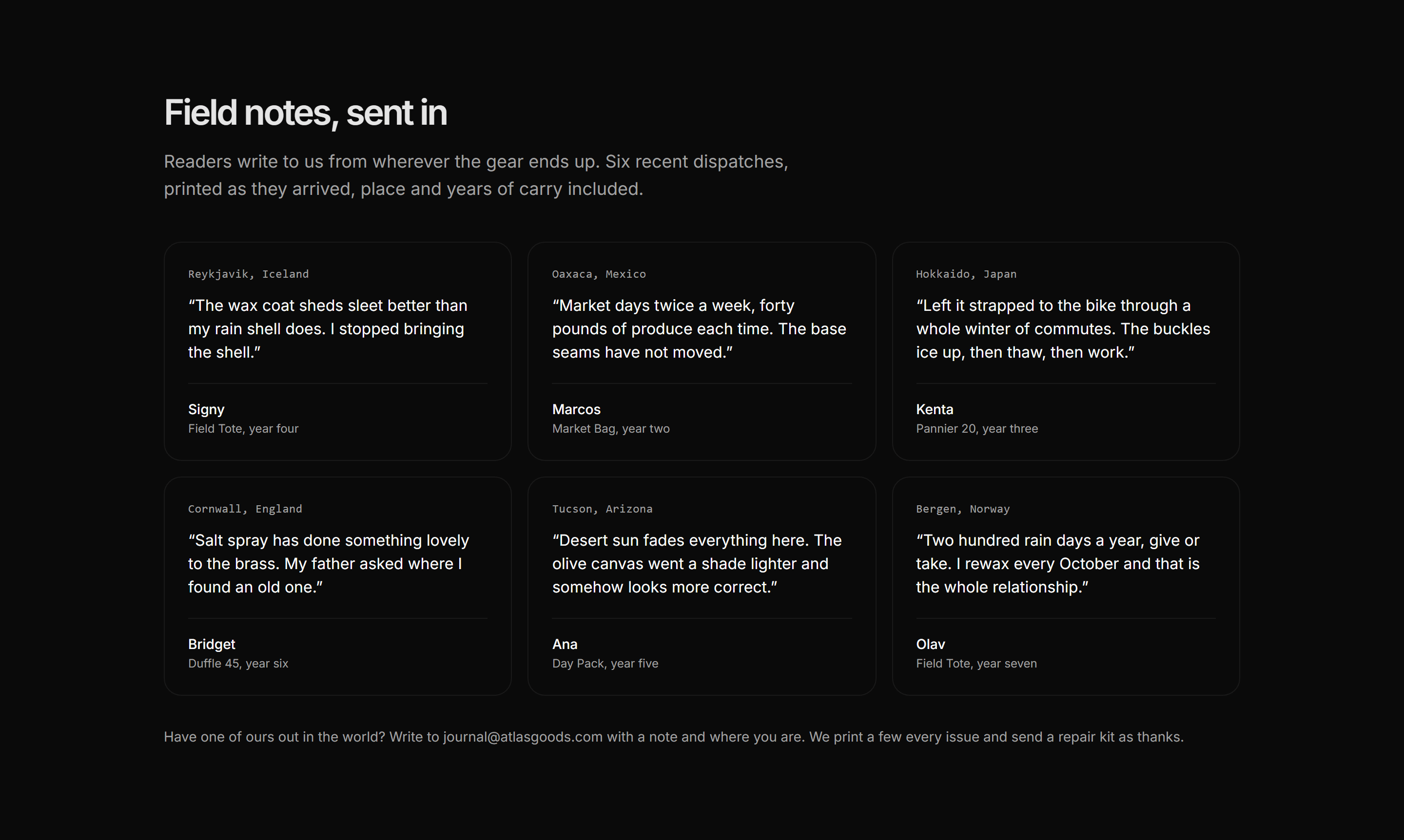 Ecommerce Journal: Field Notes Grid