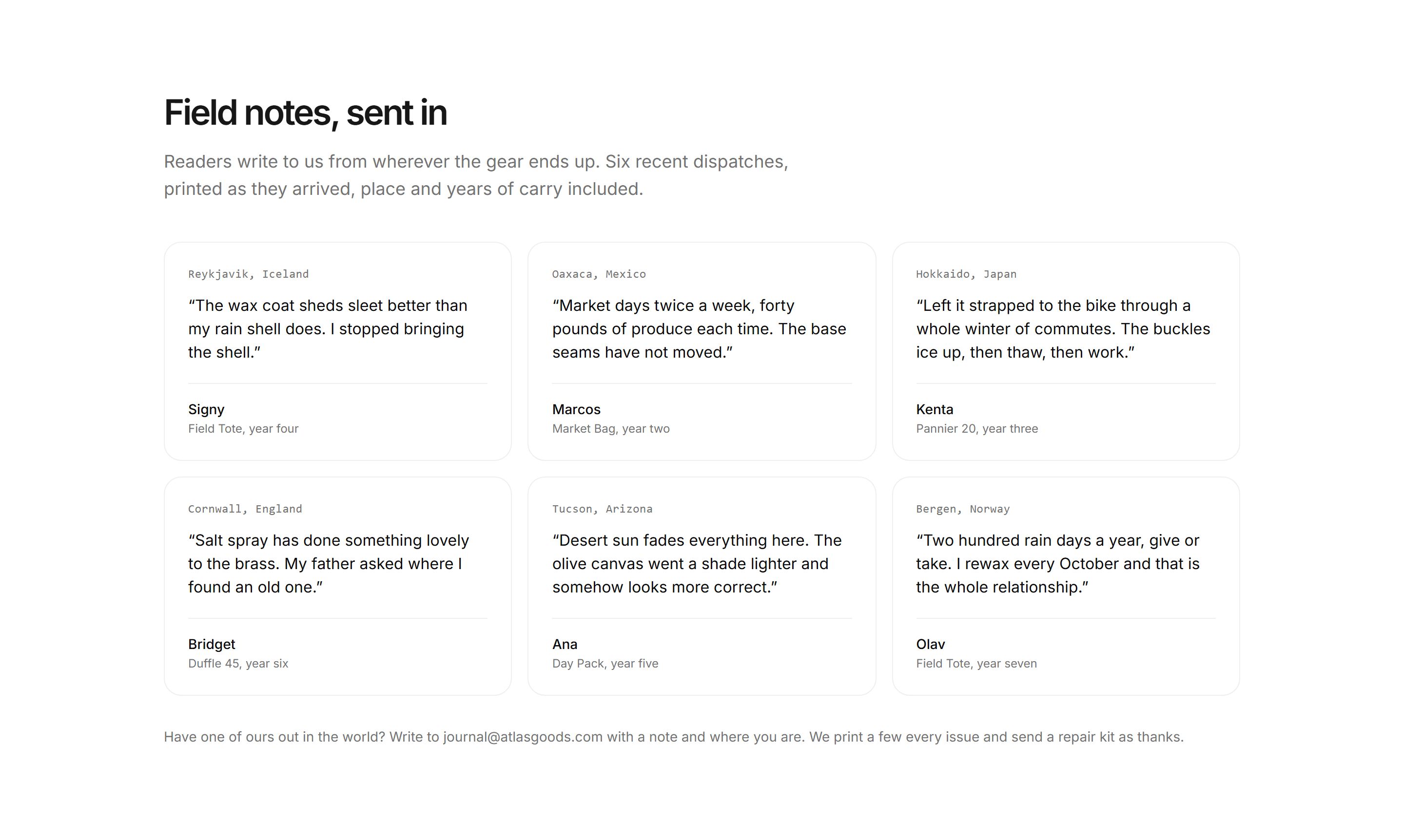 Ecommerce Journal: Field Notes Grid
