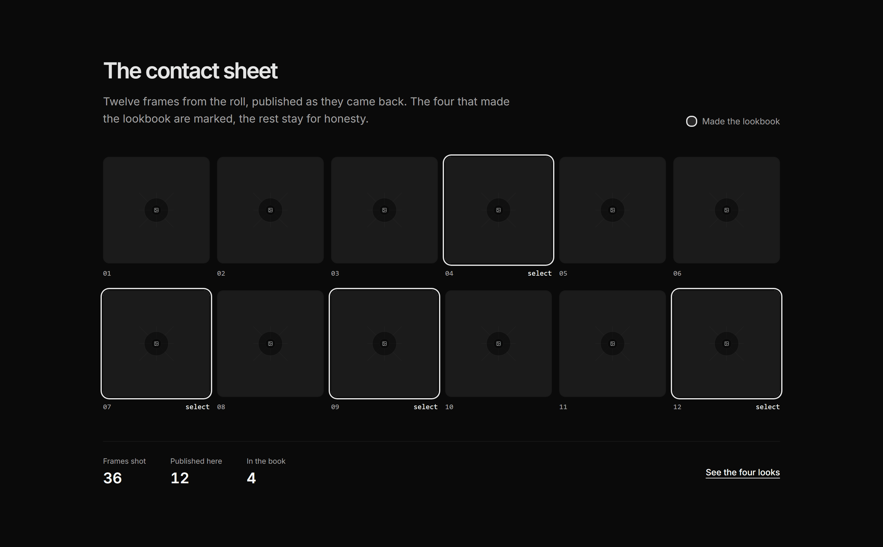 Ecommerce Lookbook: Contact Sheet Selects
