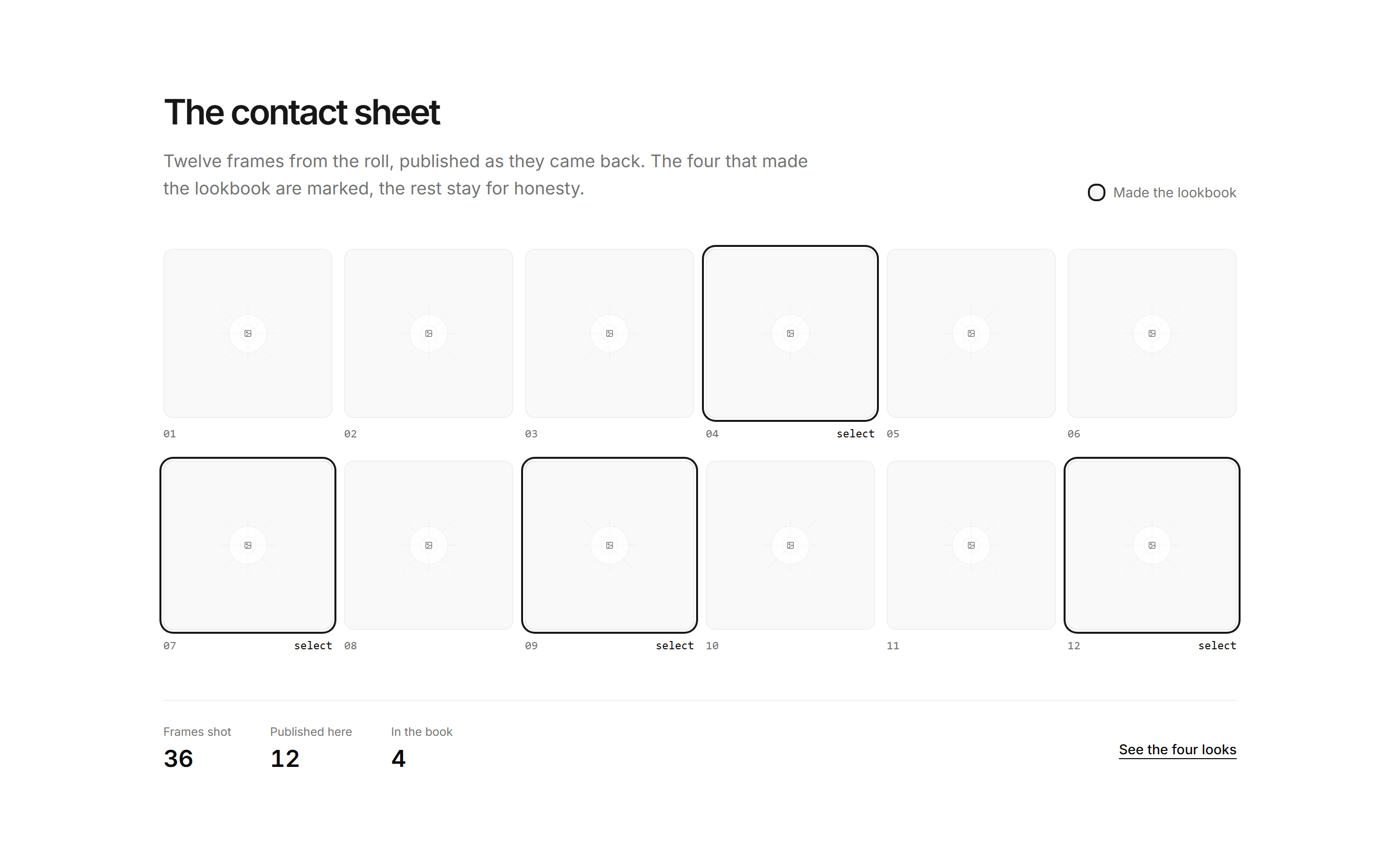 Ecommerce Lookbook: Contact Sheet Selects