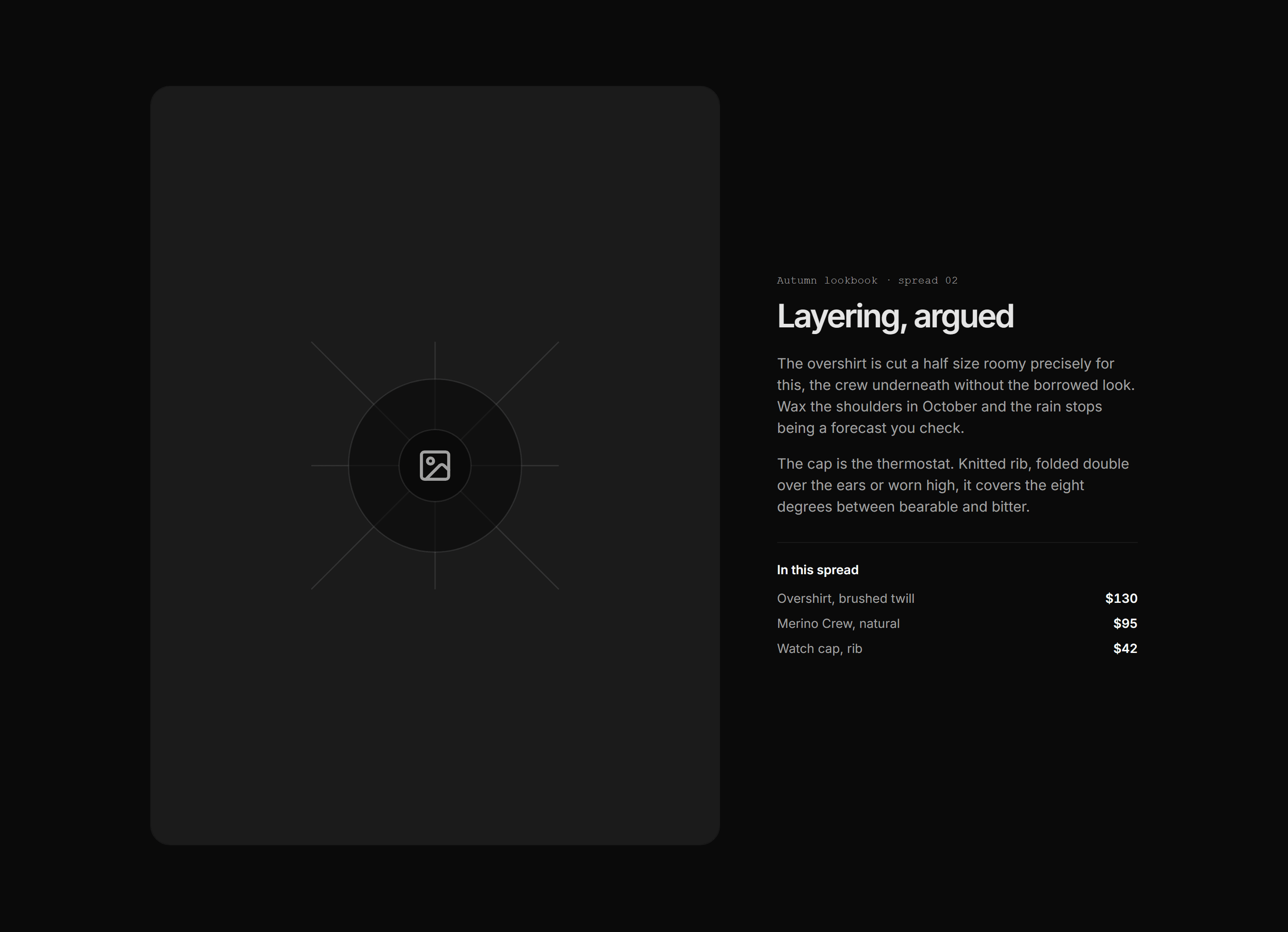 Ecommerce Lookbook: Editorial Spread Split