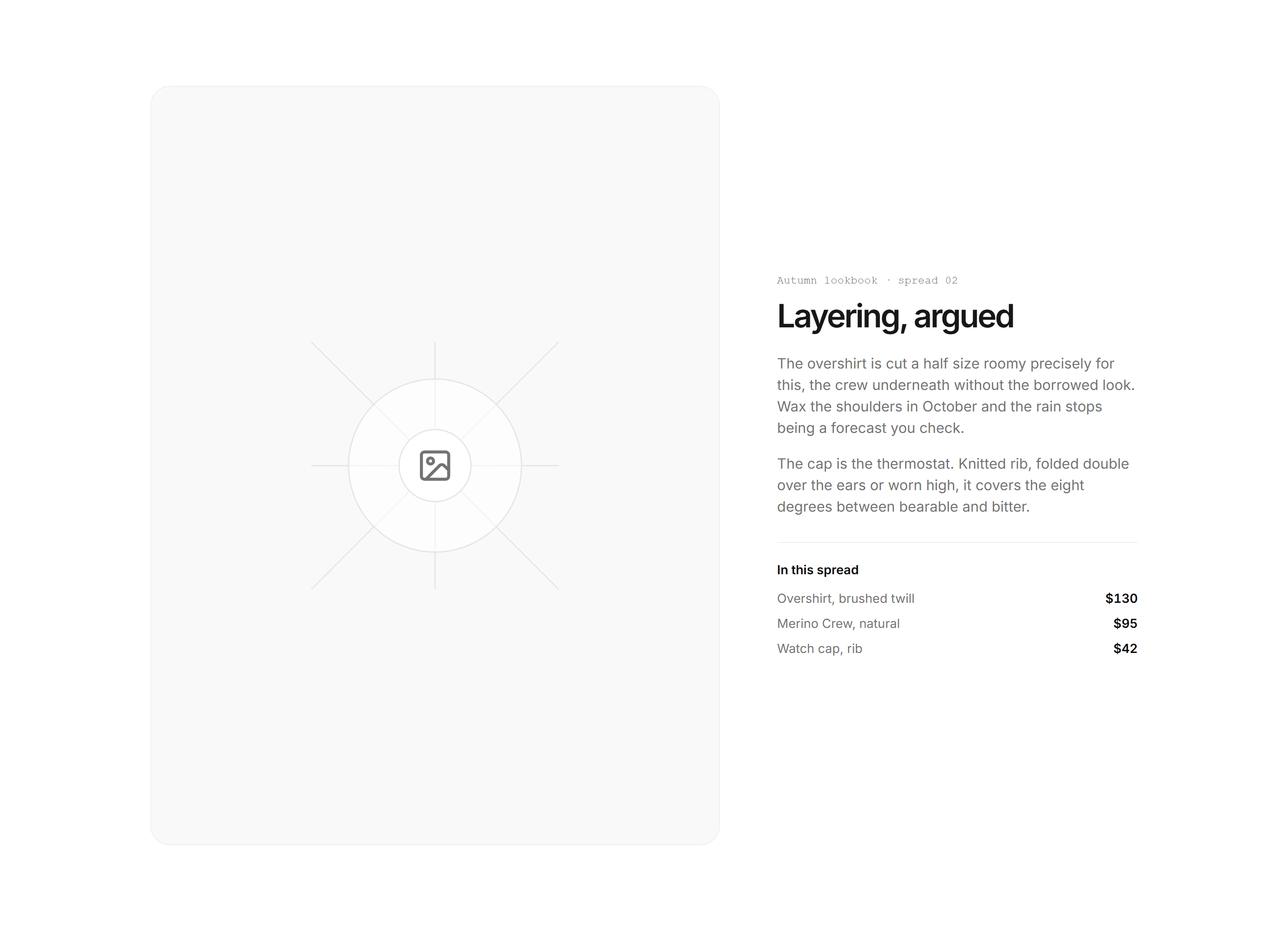 Ecommerce Lookbook: Editorial Spread Split