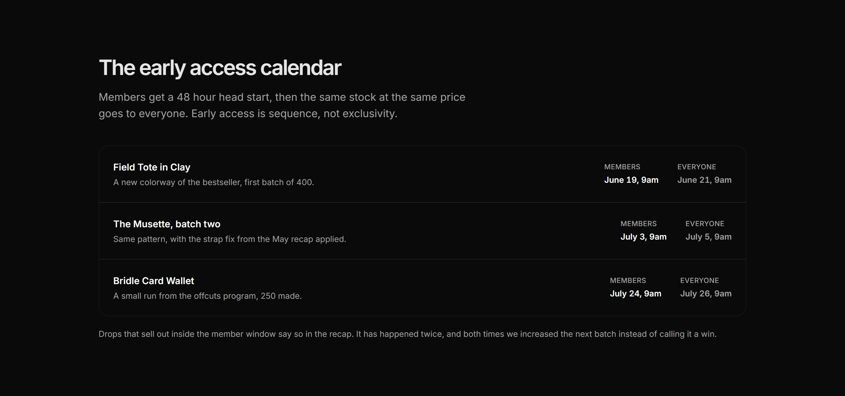 Ecommerce Membership: Member Early Access Calendar