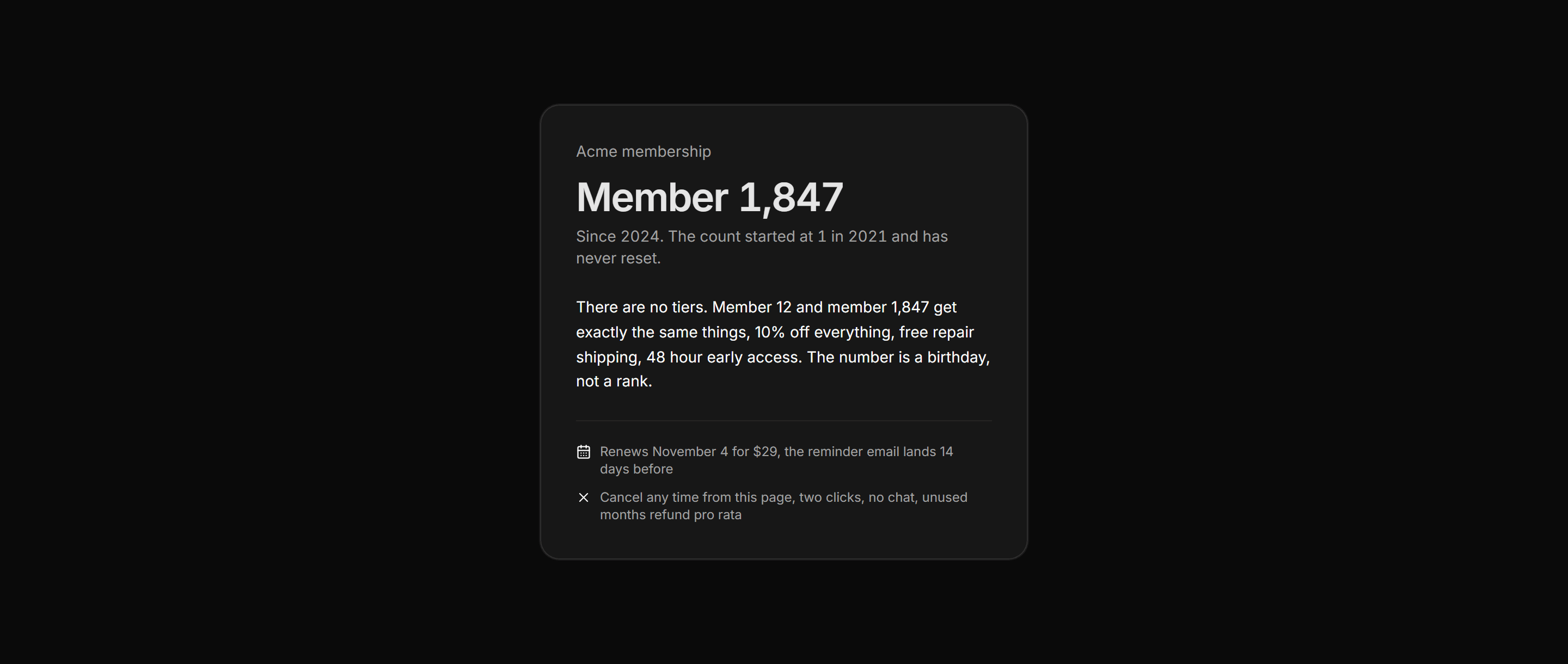 Ecommerce Membership: Member Number Card