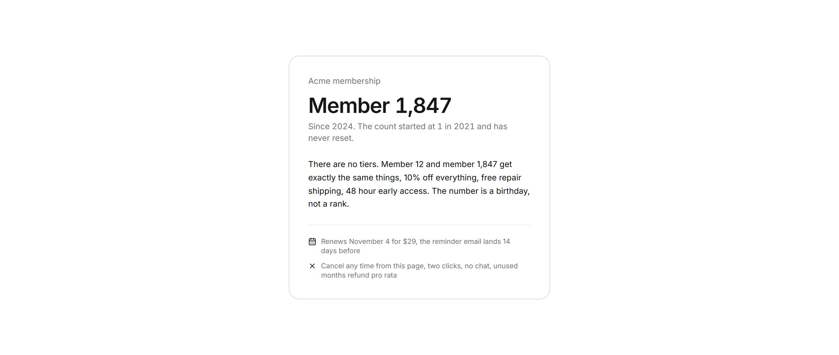 Ecommerce Membership: Member Number Card