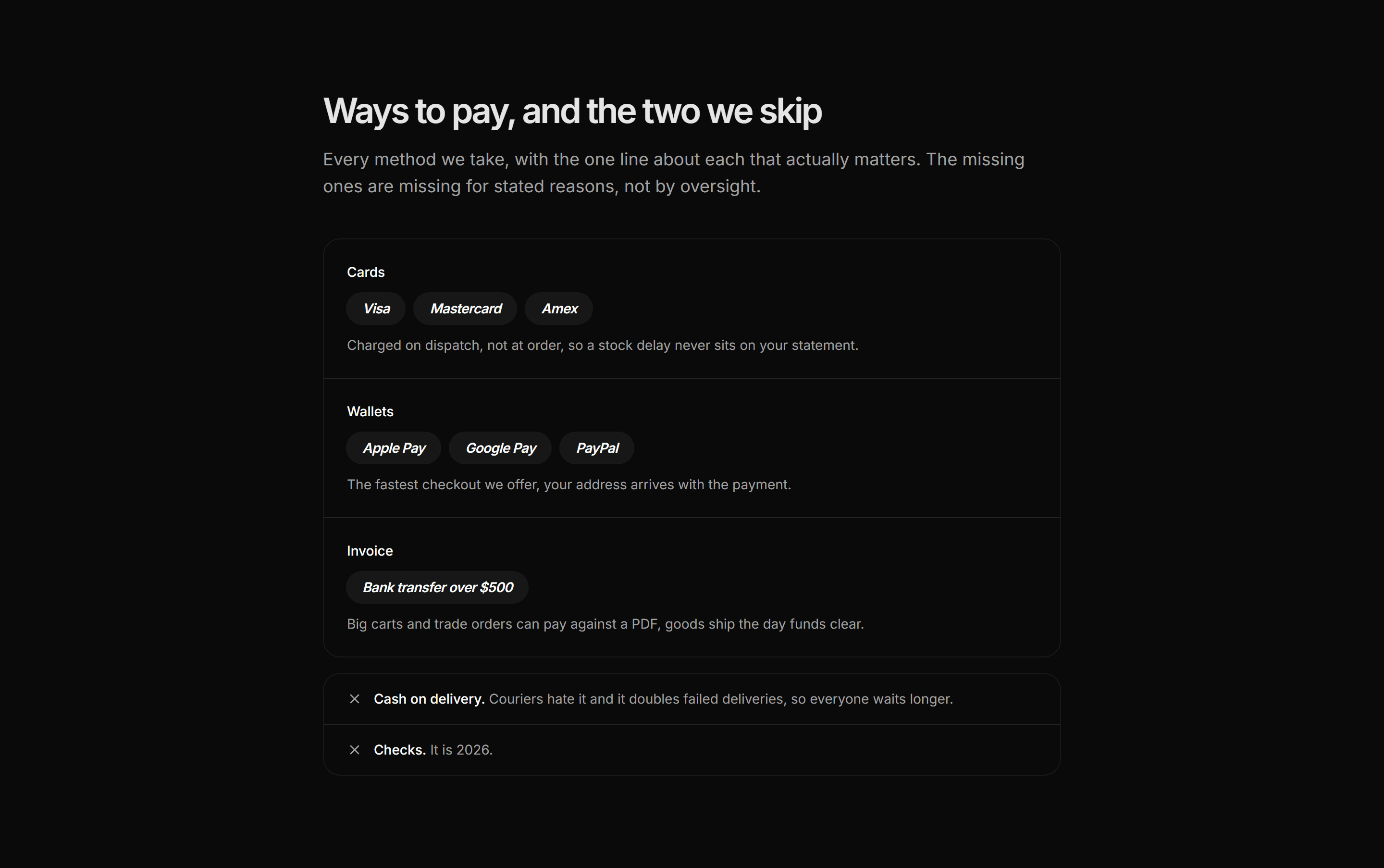 Ecommerce Payment: Accepted Methods Row