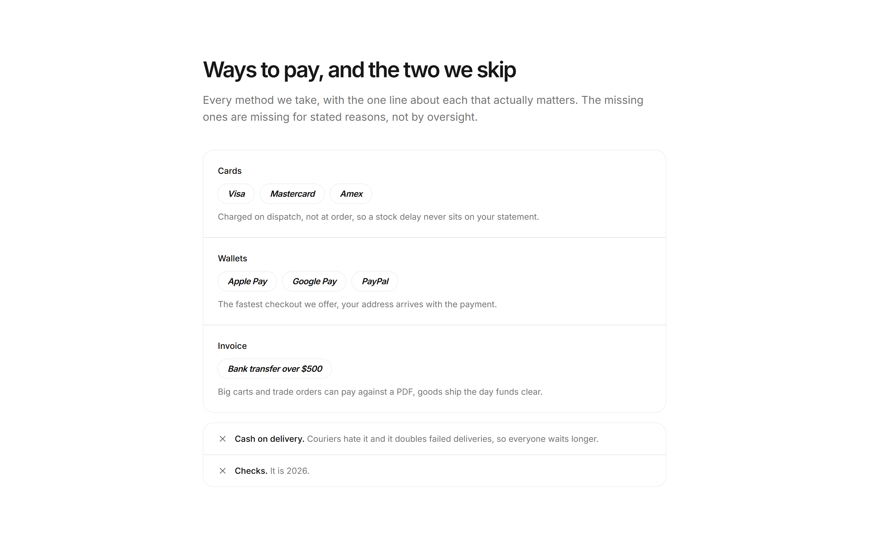 Ecommerce Payment: Accepted Methods Row