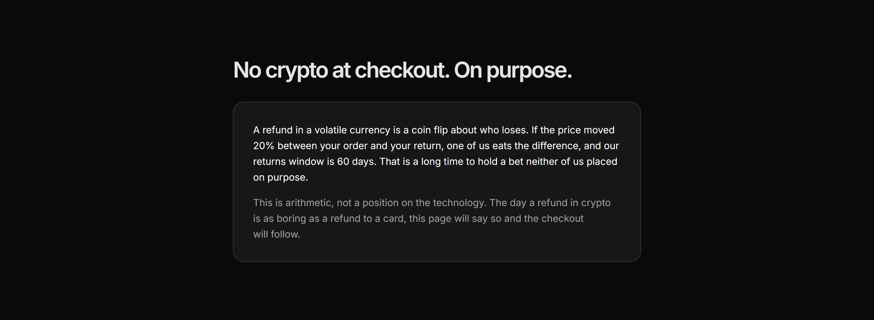 Ecommerce Payment: Why No Crypto Card