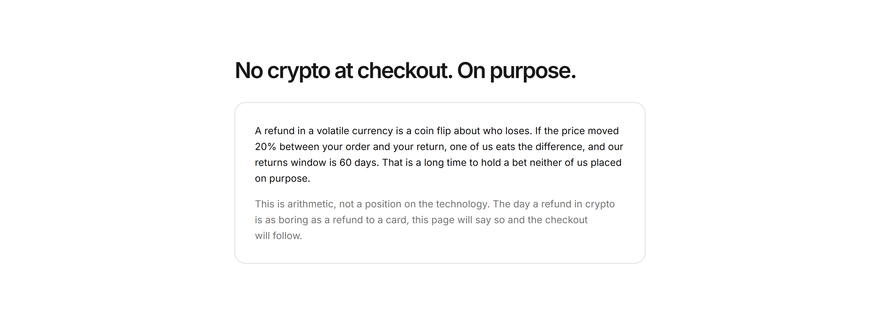 Ecommerce Payment: Why No Crypto Card