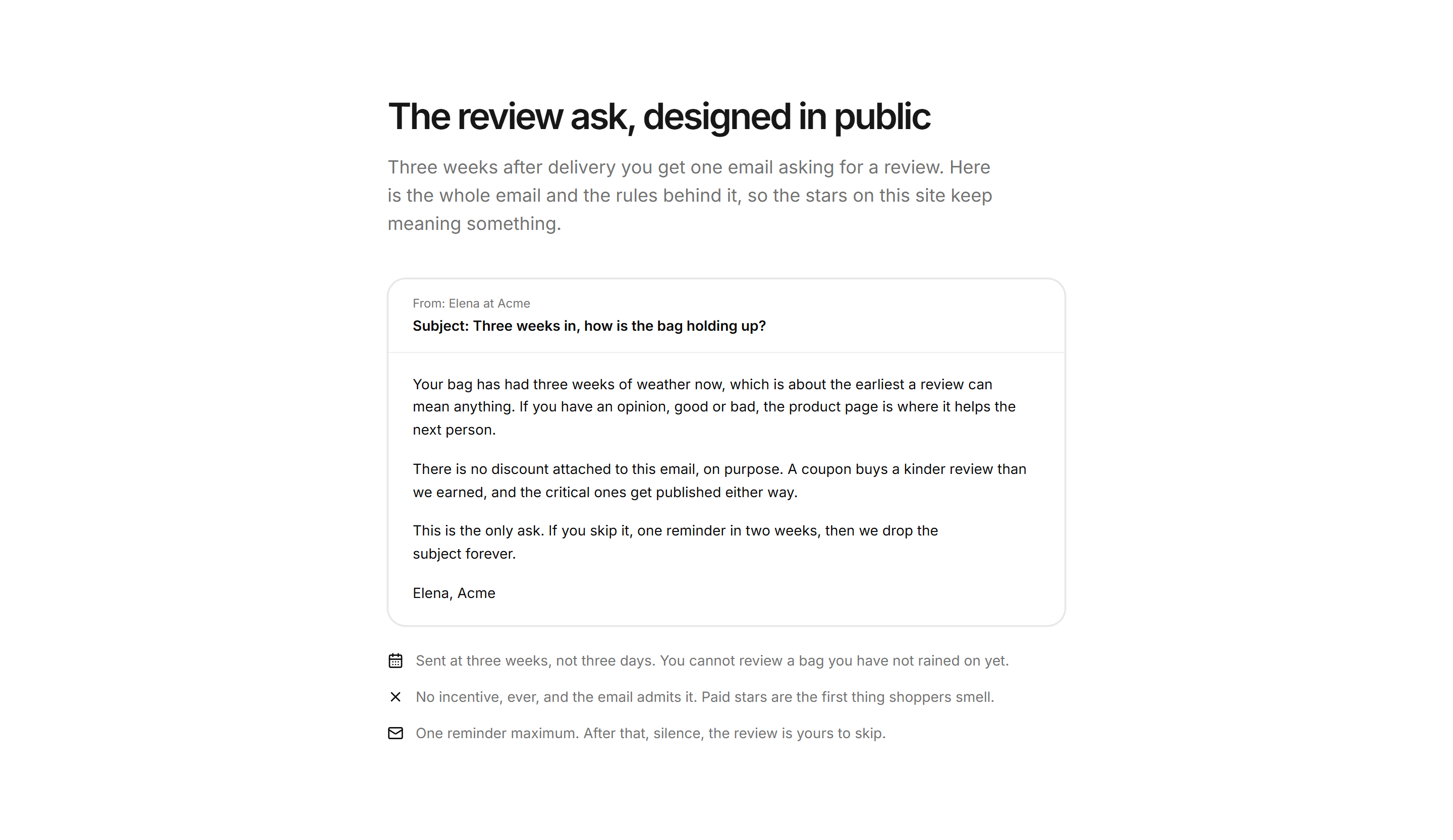 Ecommerce Post Purchase: Honest Review Request