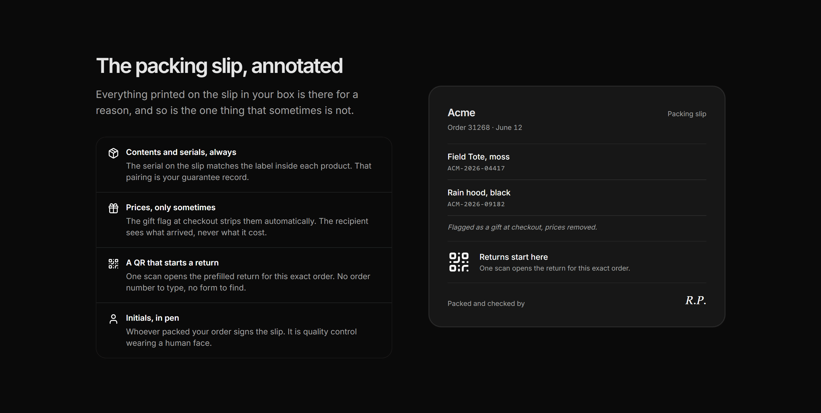 Ecommerce Post Purchase: Packing Slip Explainer