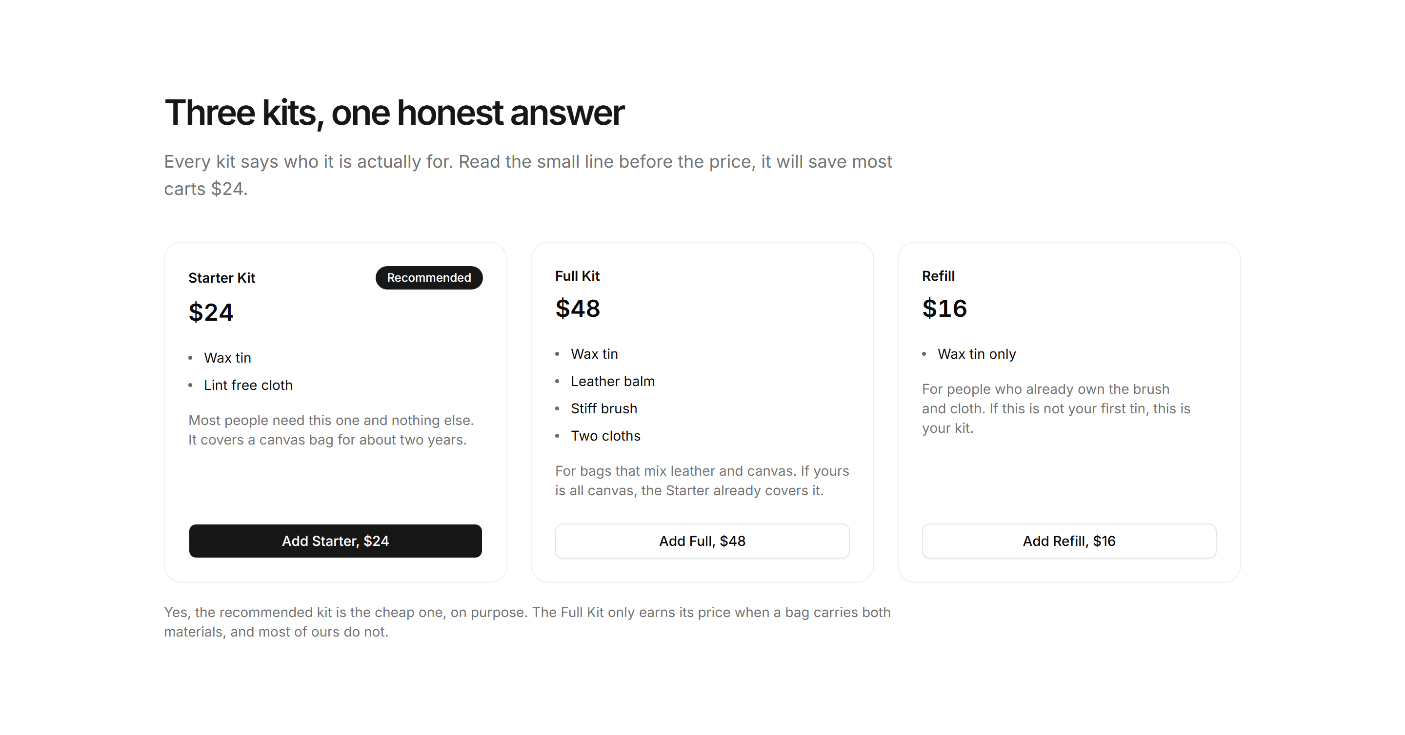 Ecommerce Product Care: Care Kit Picker