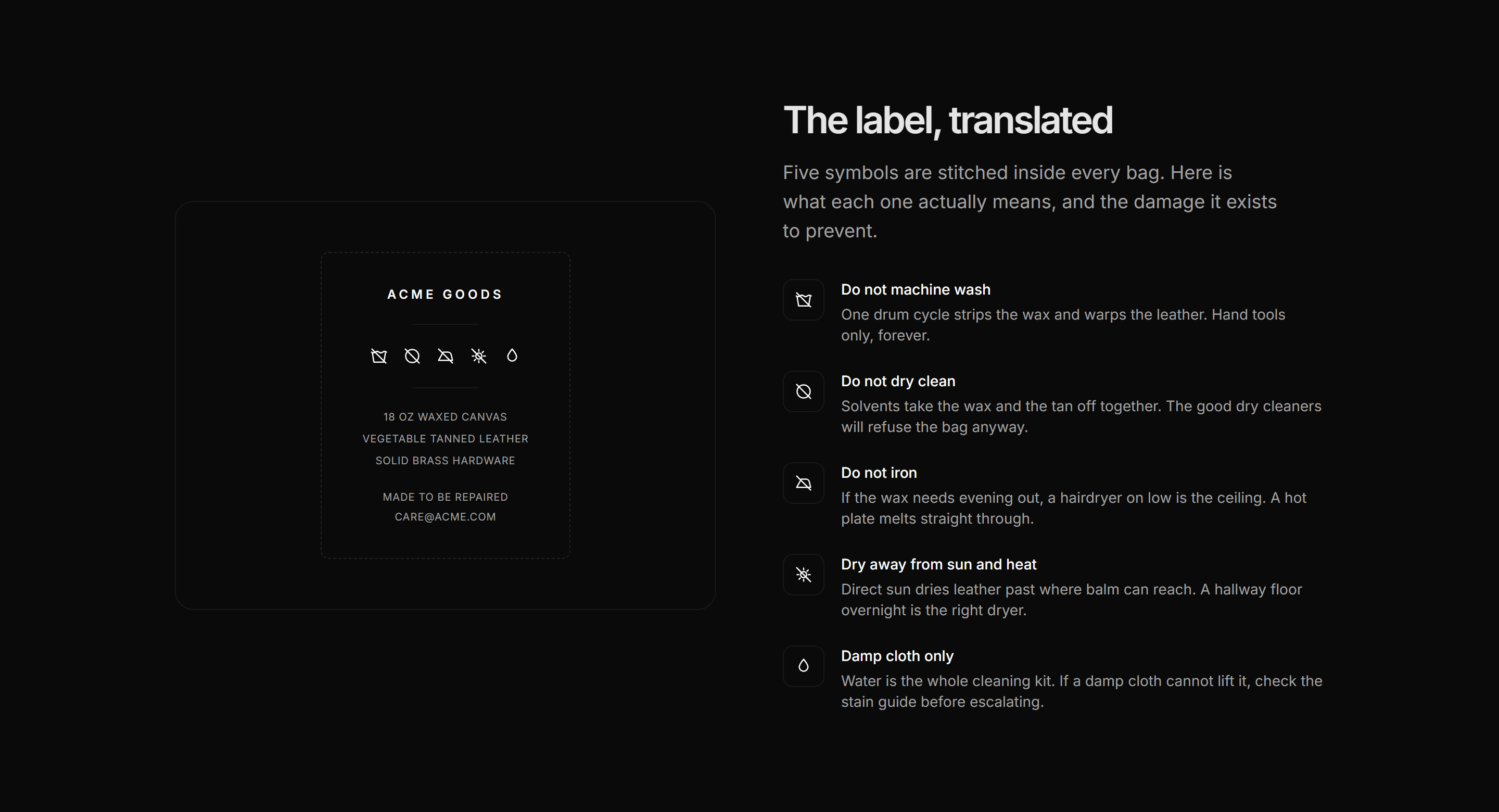 Ecommerce Product Care: Care Label Decoder