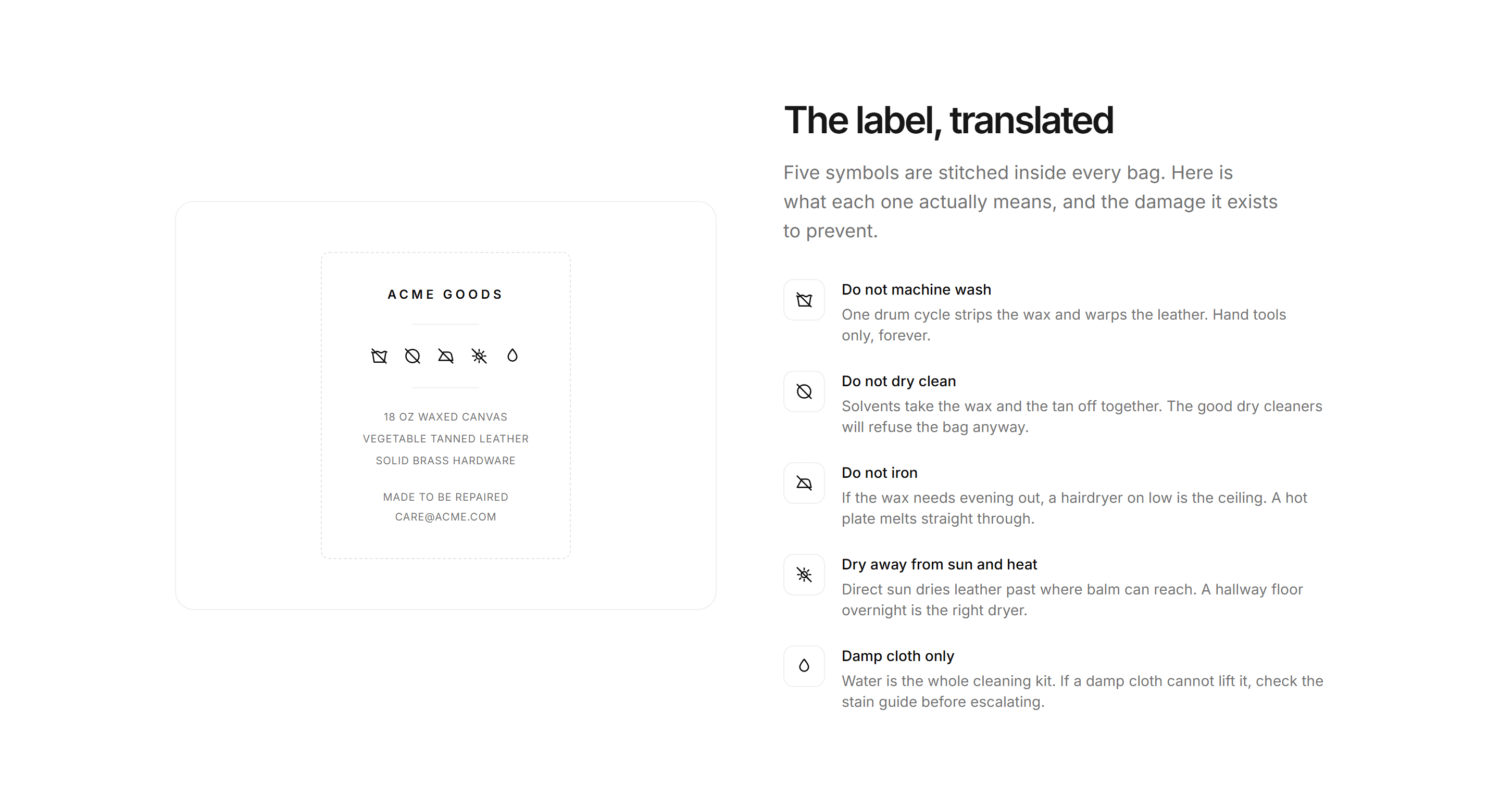 Ecommerce Product Care: Care Label Decoder
