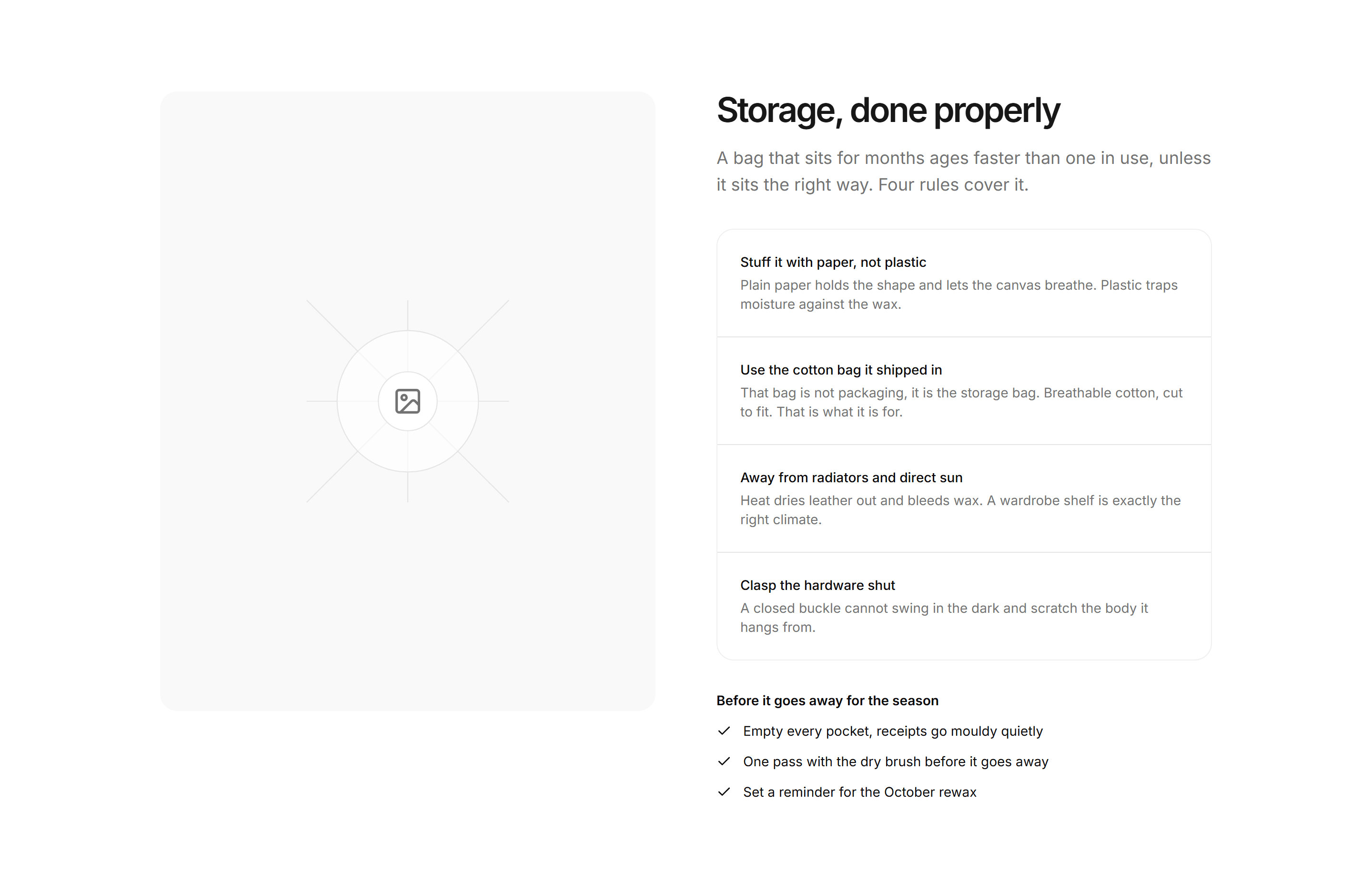 Ecommerce Product Care: Storage Guide Split