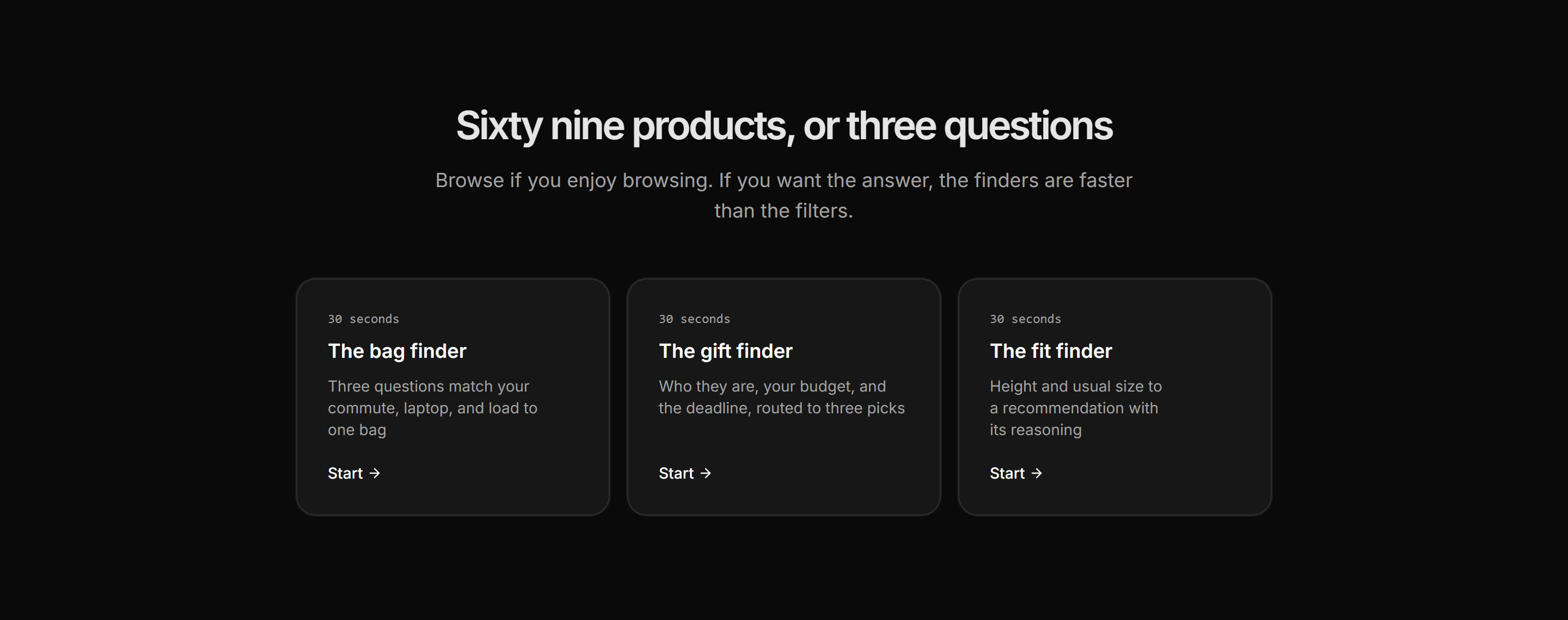 Ecommerce Product Finder: Finder Entry Tiles