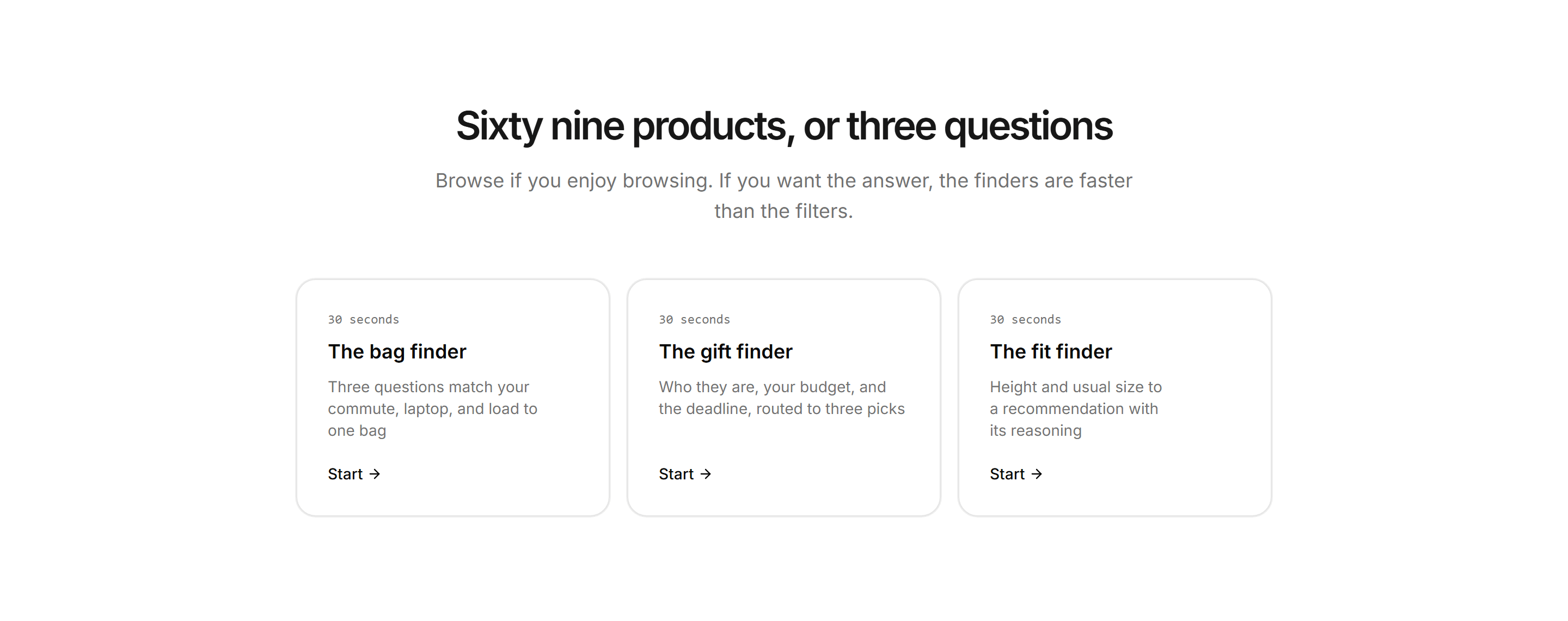 Ecommerce Product Finder: Finder Entry Tiles
