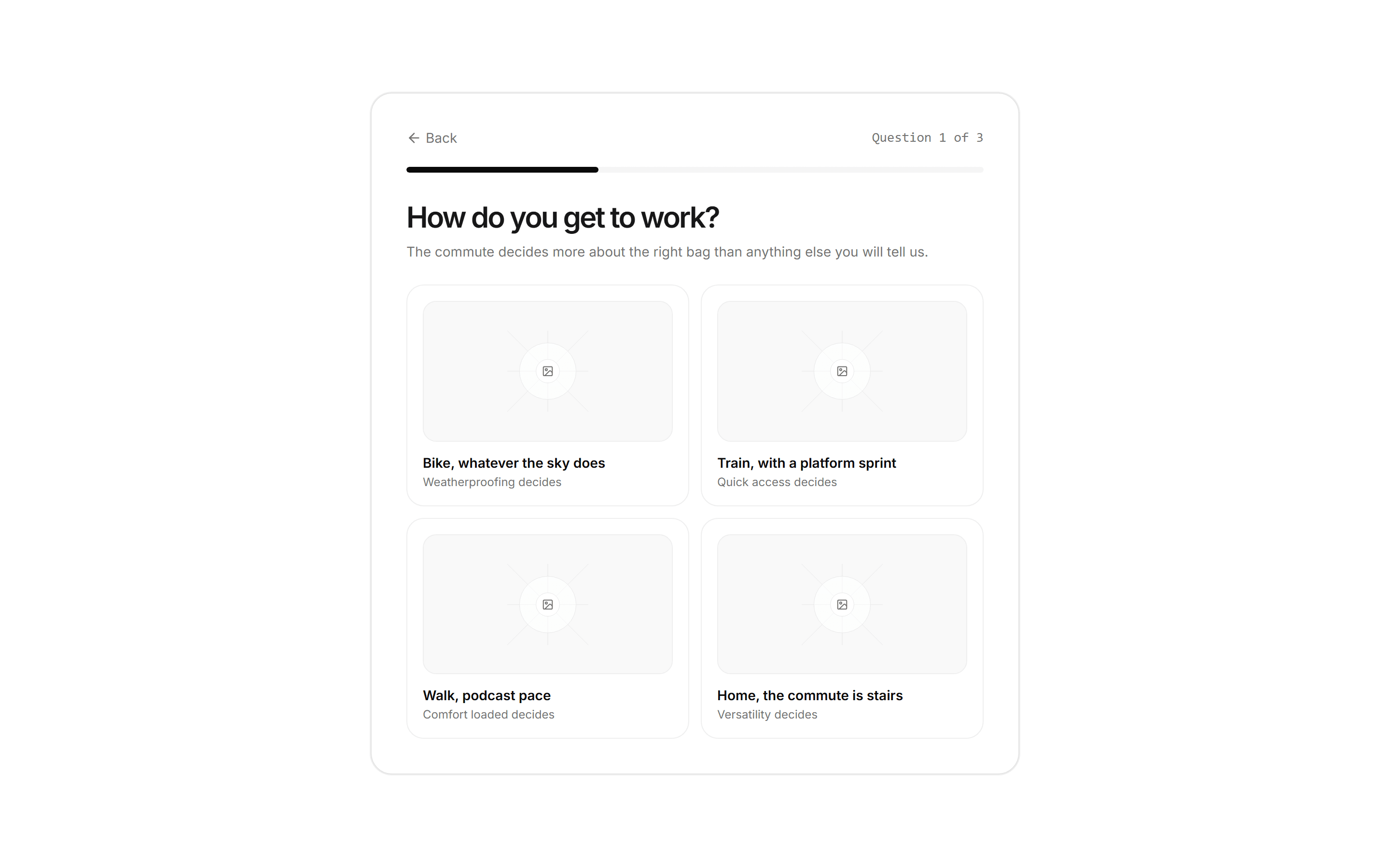 Ecommerce Product Finder: Quiz Step Card