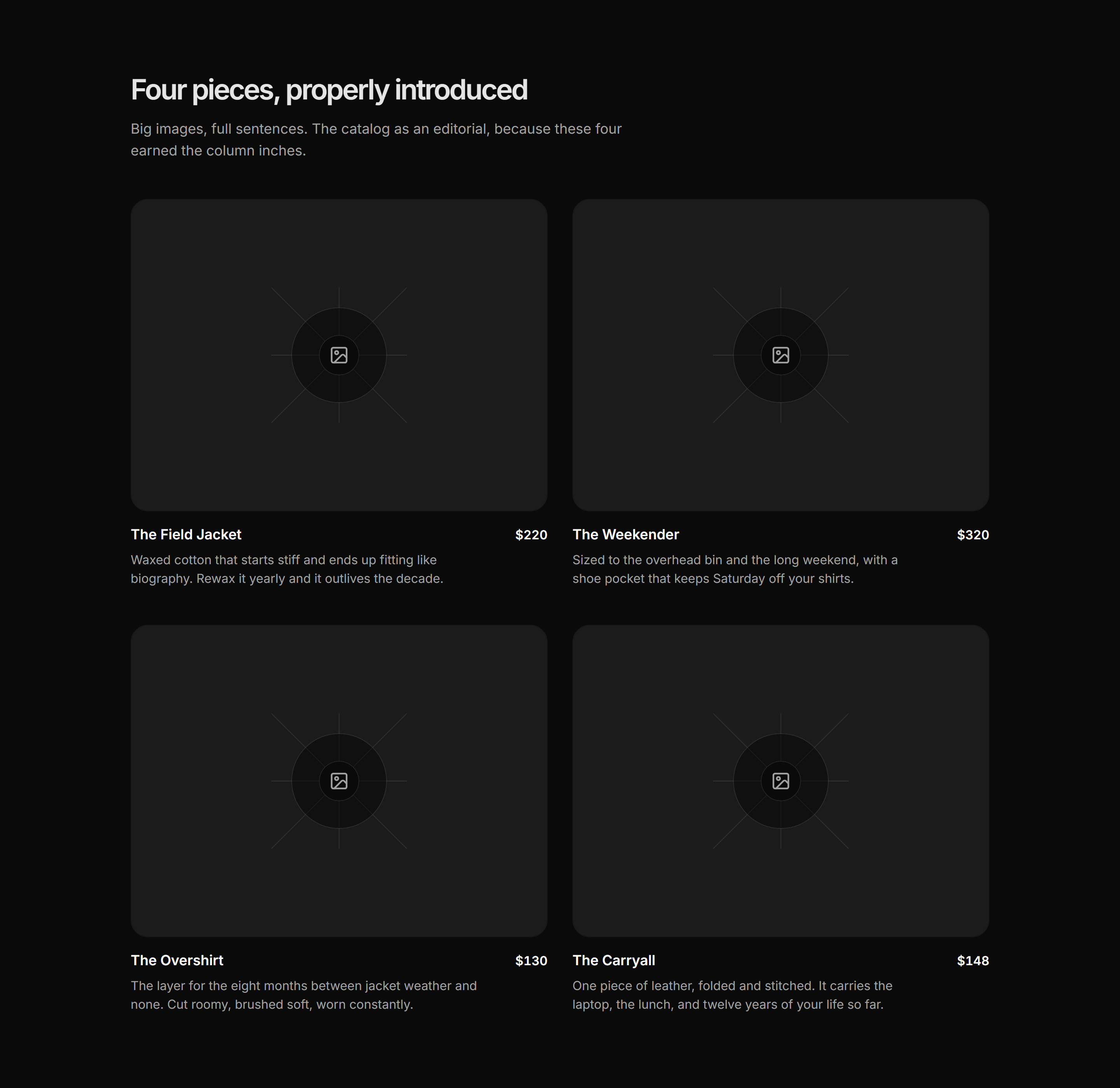 Ecommerce Product Grid: Editorial Two Column