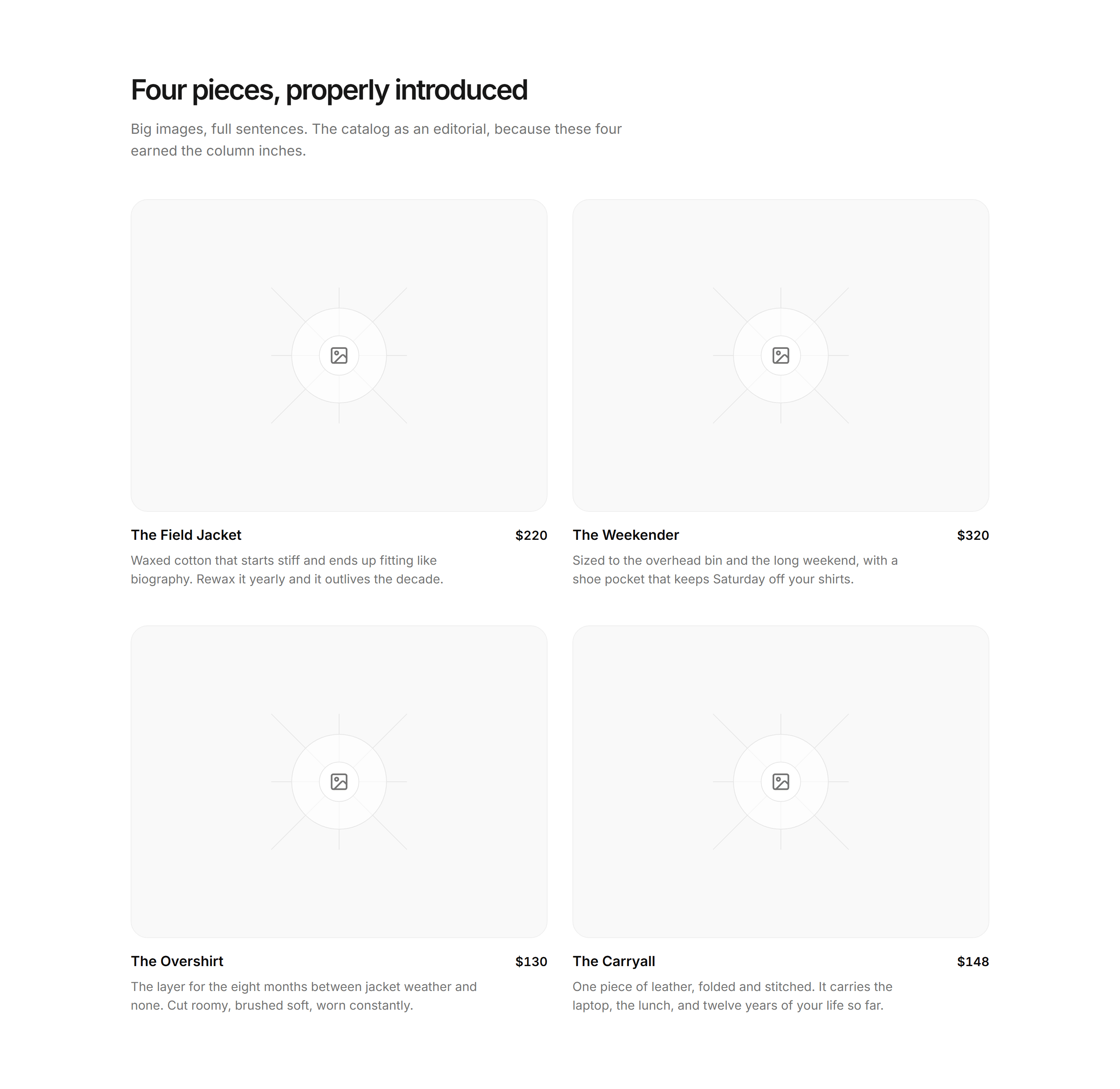 Ecommerce Product Grid: Editorial Two Column