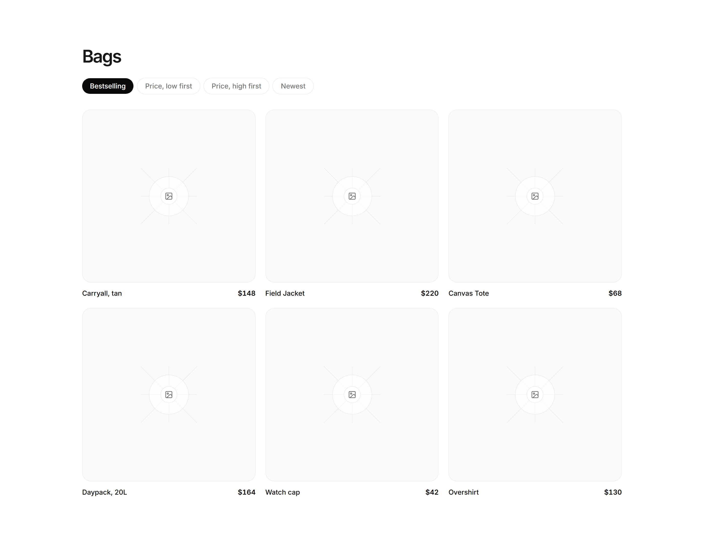 Ecommerce Product Grid: Grid With Sort Pills