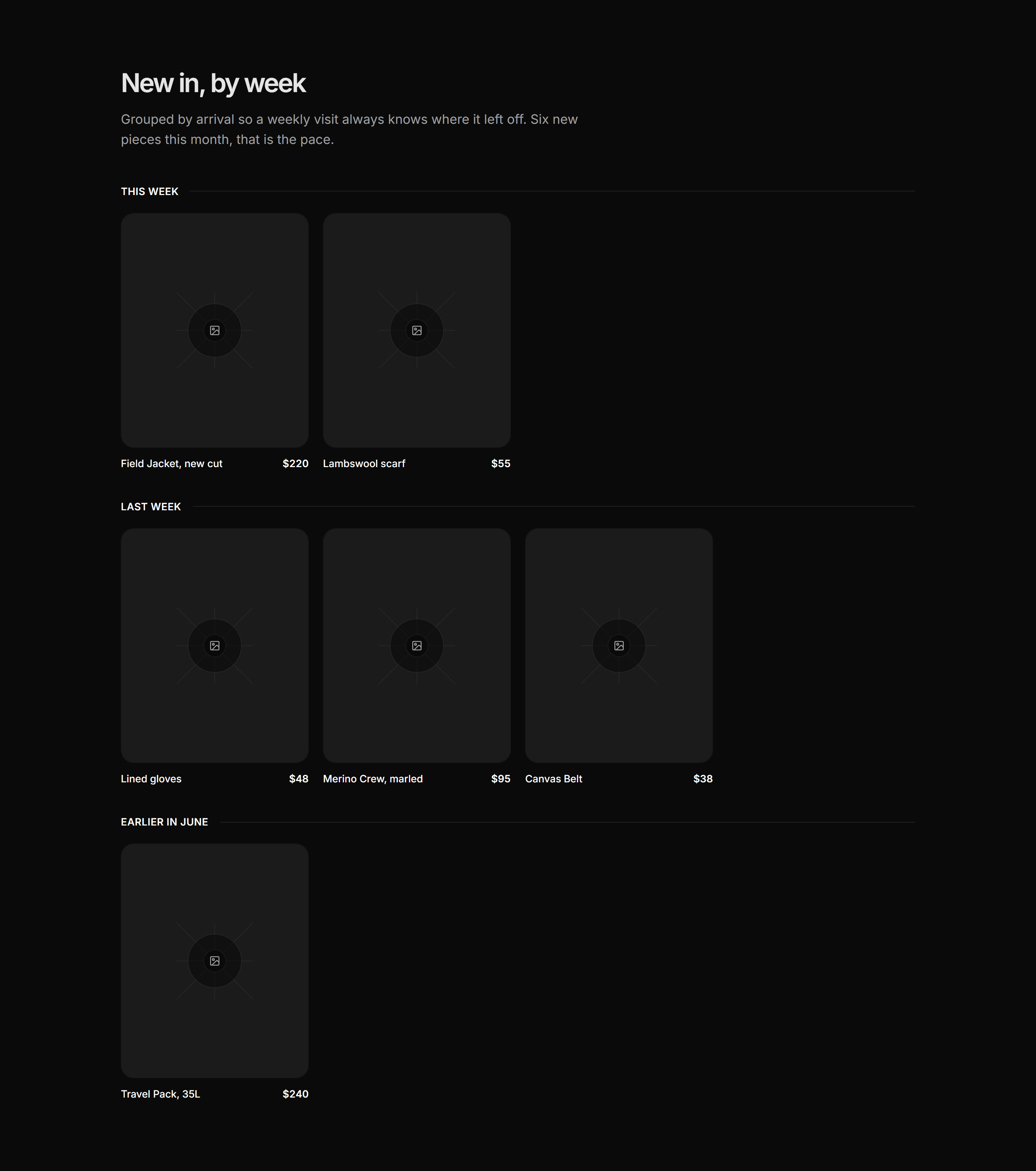 Ecommerce Product Grid: New In Grid Dated