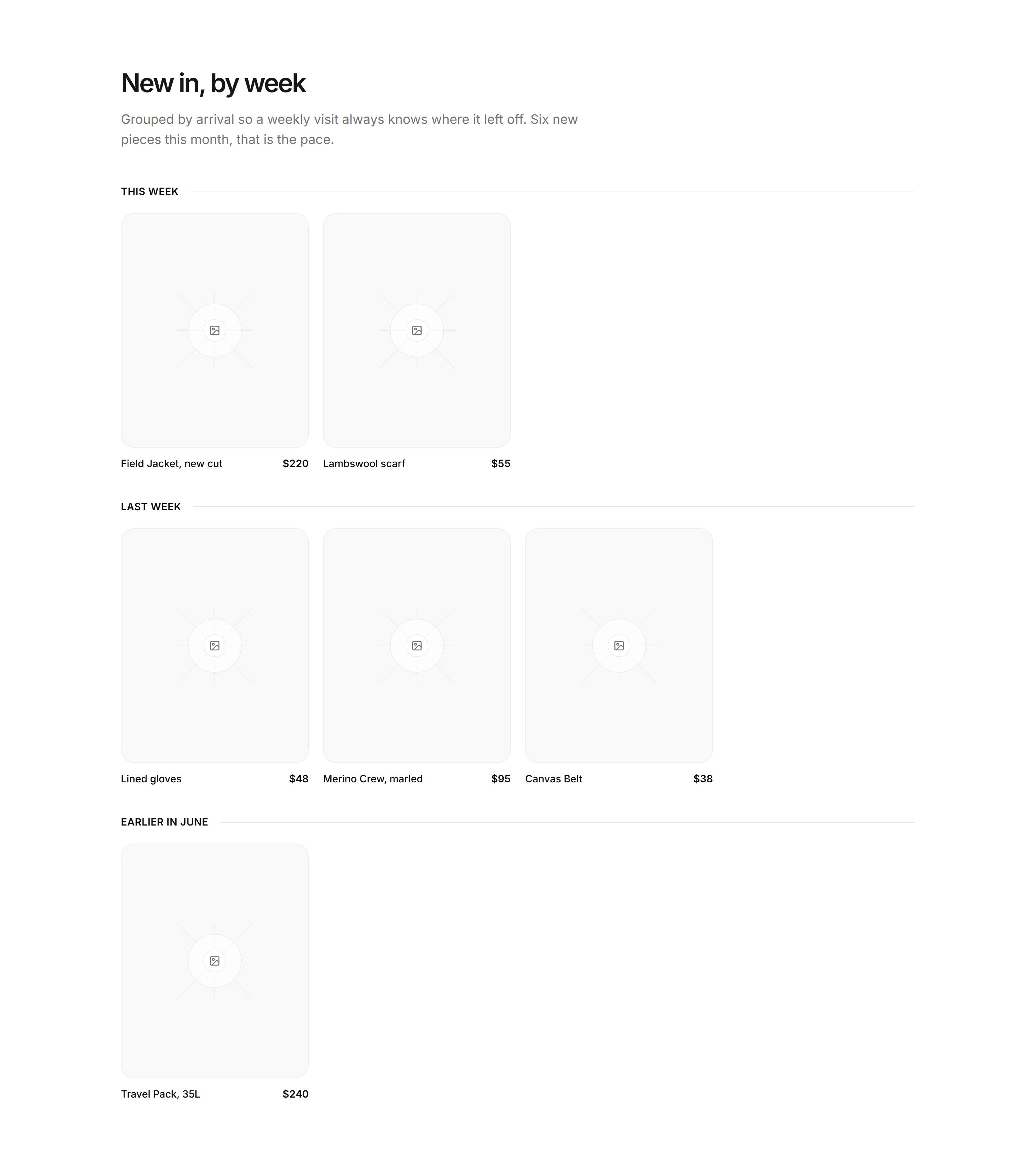 Ecommerce Product Grid: New In Grid Dated