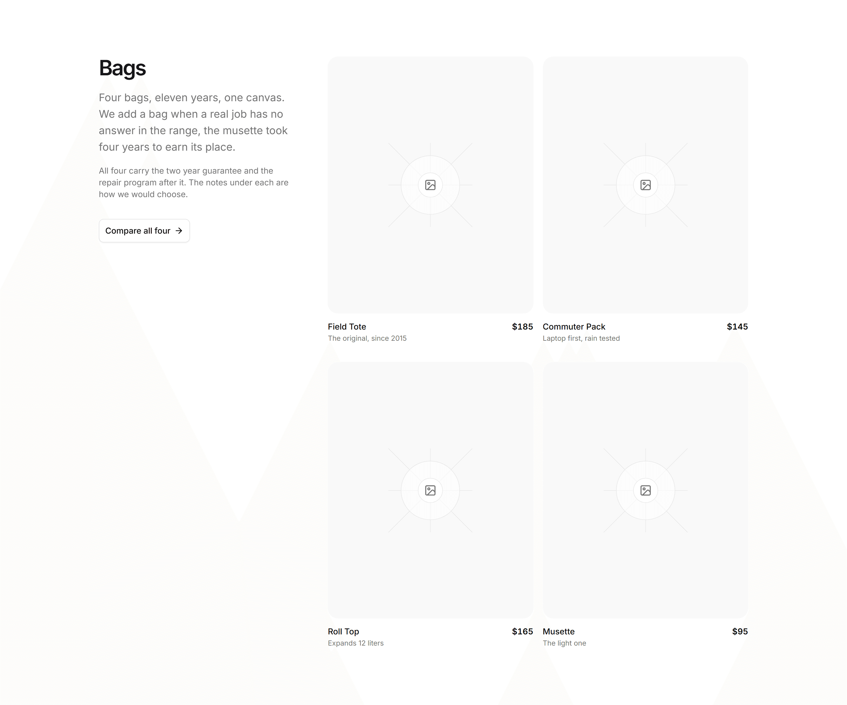 Ecommerce Product Grid: Split Category Grid