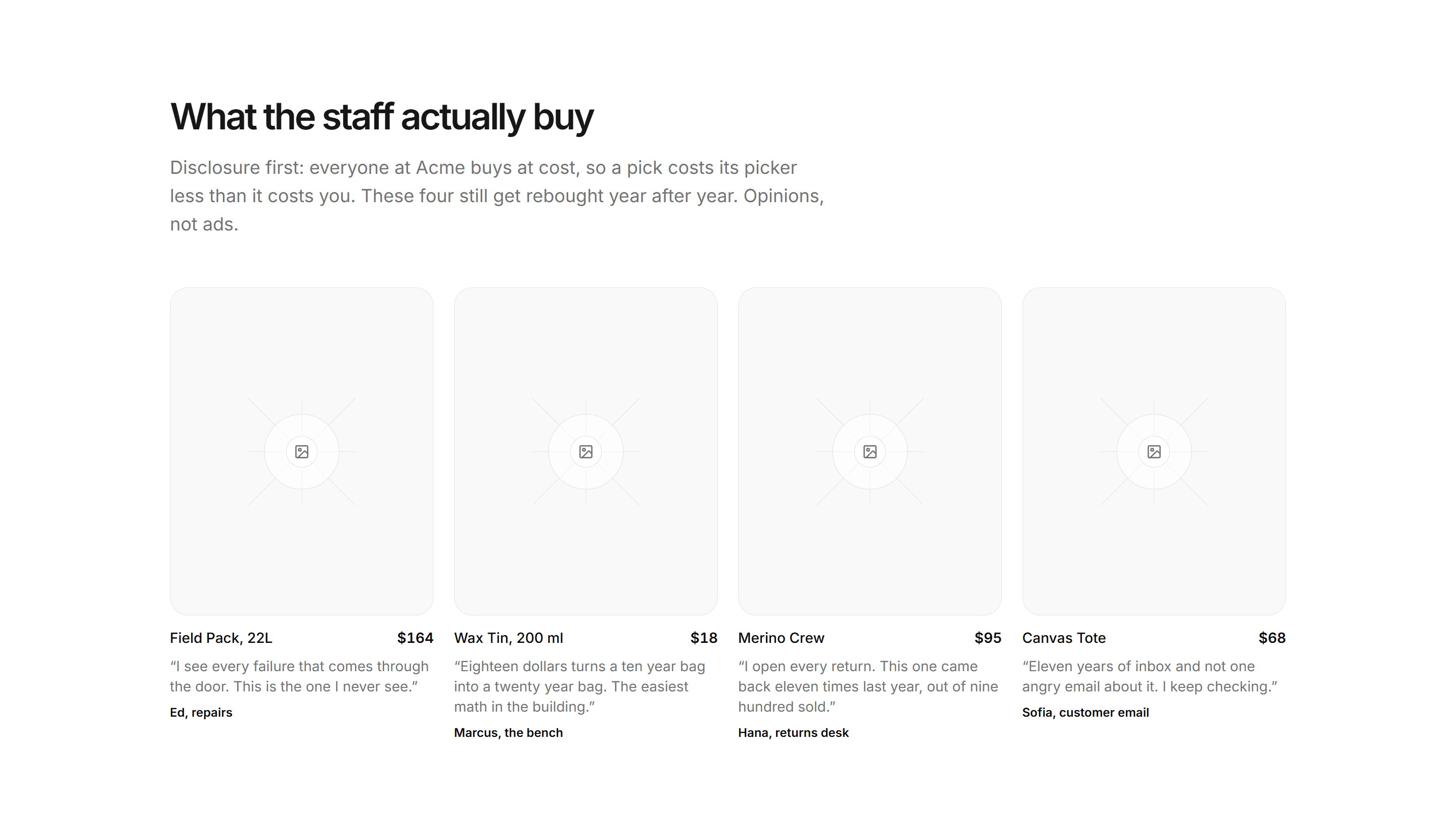 Ecommerce Product Grid: Staff Picks Grid