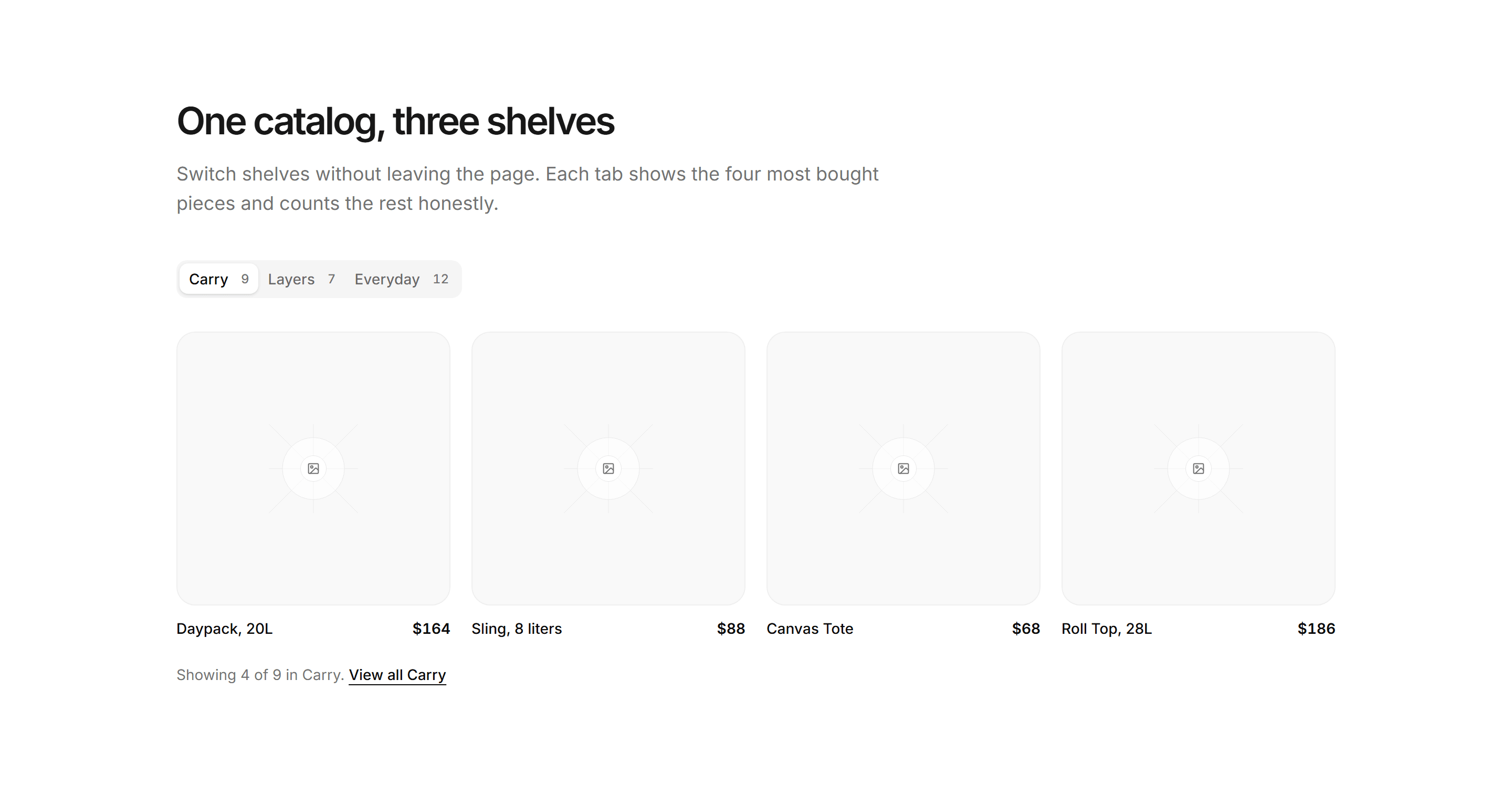 Ecommerce Product Grid: Tabbed Category Grid