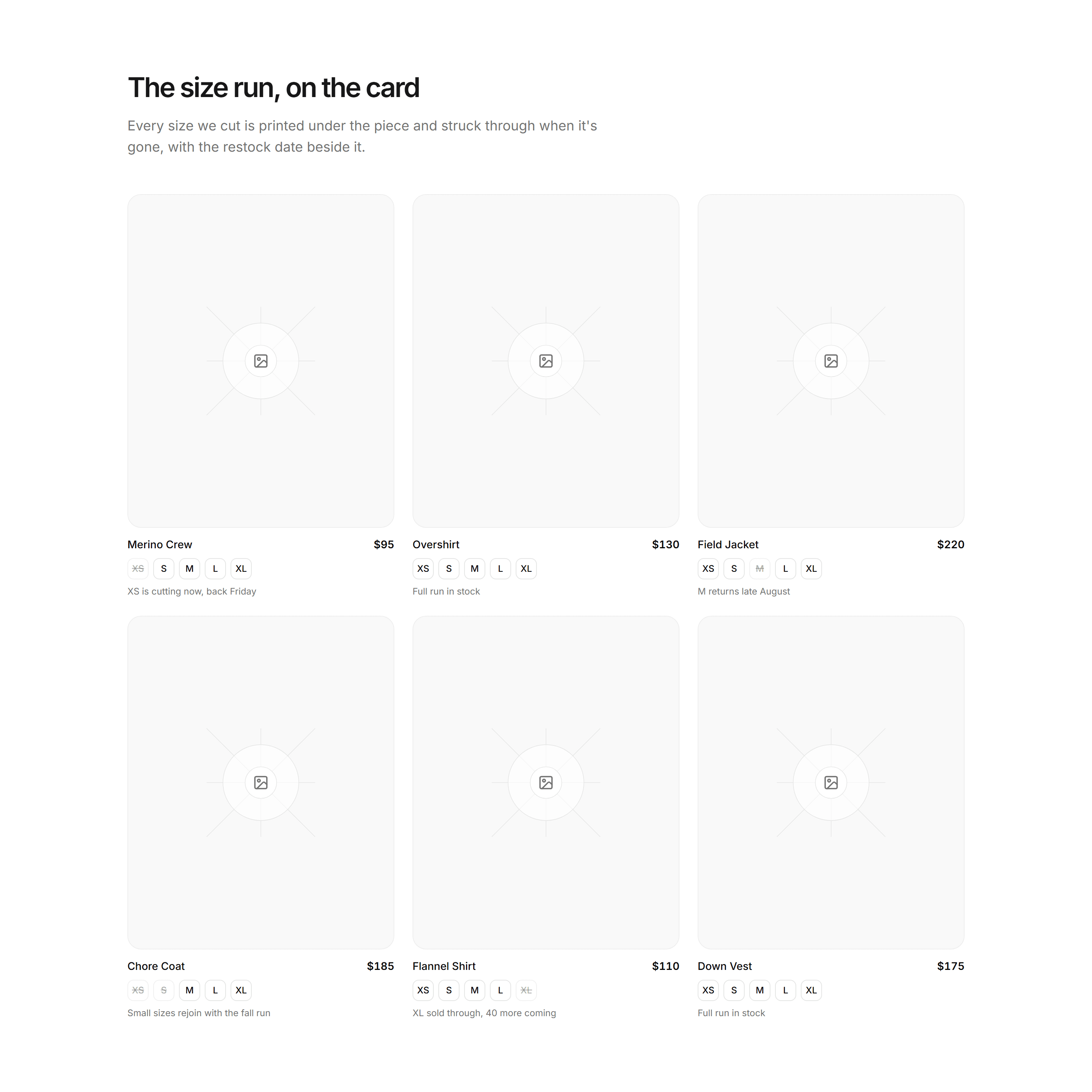 Ecommerce Product Grid: With Size Availability