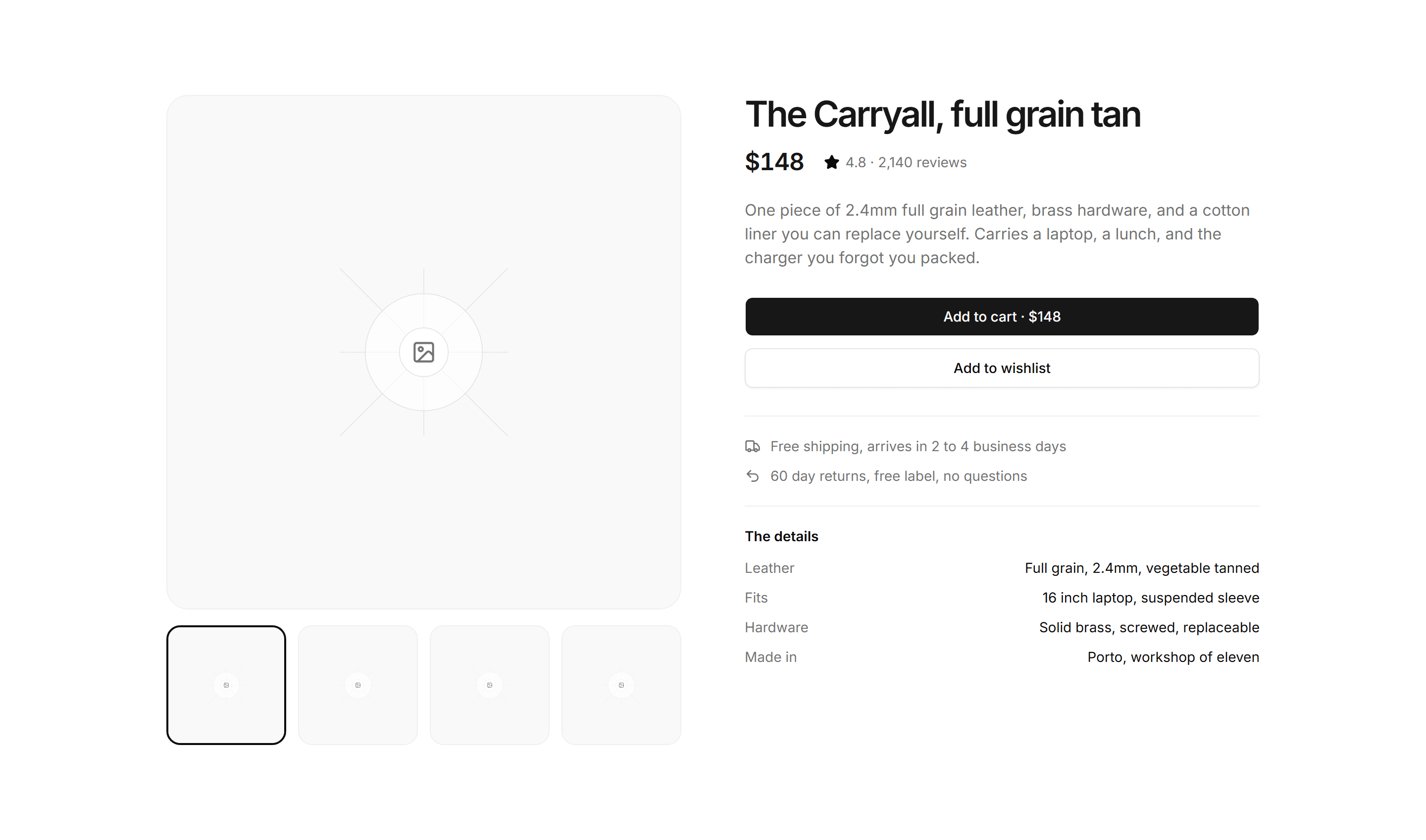 Ecommerce Product Overview: Gallery With Details