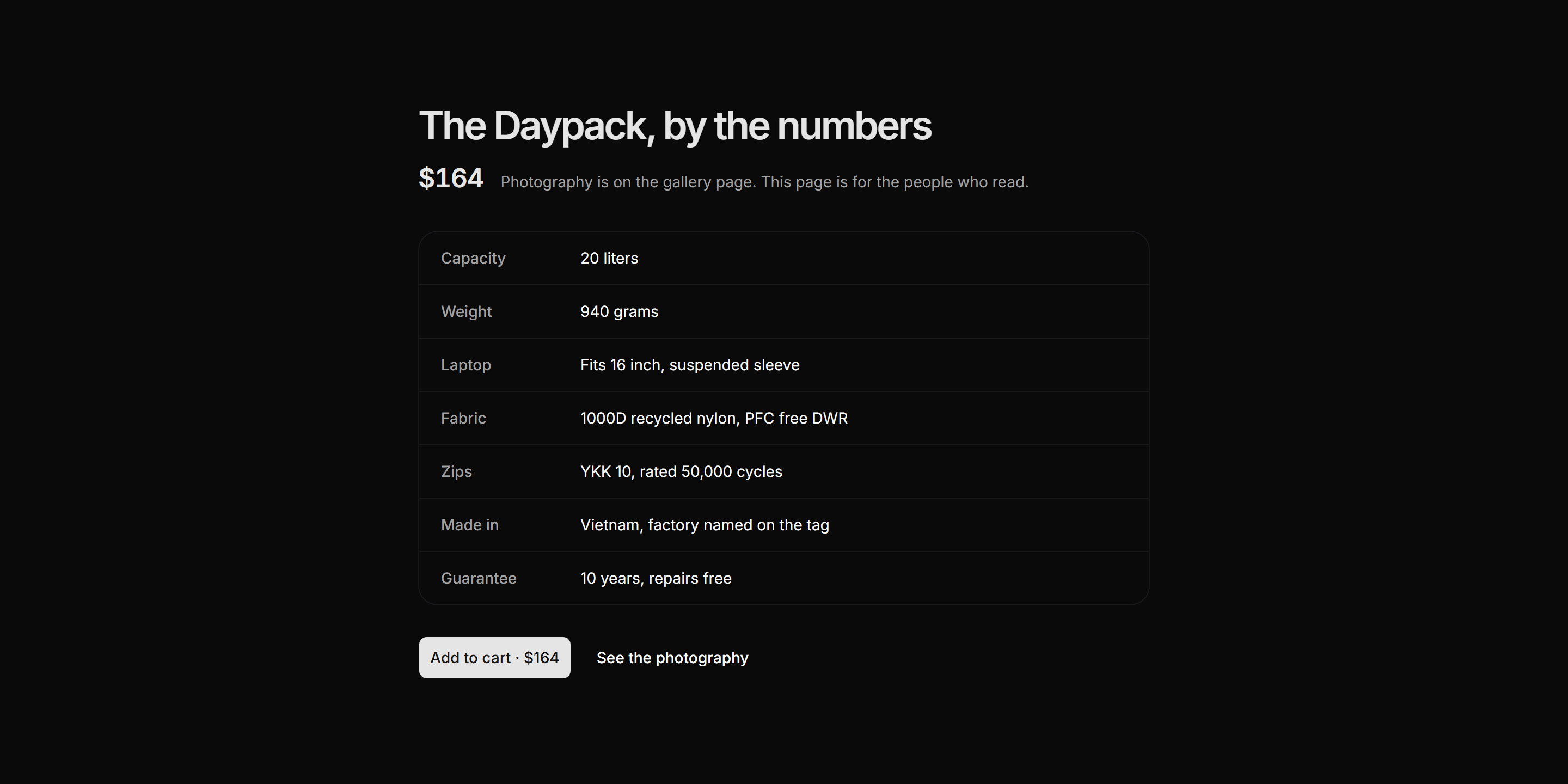 Ecommerce Product Overview: Minimal Product Spec