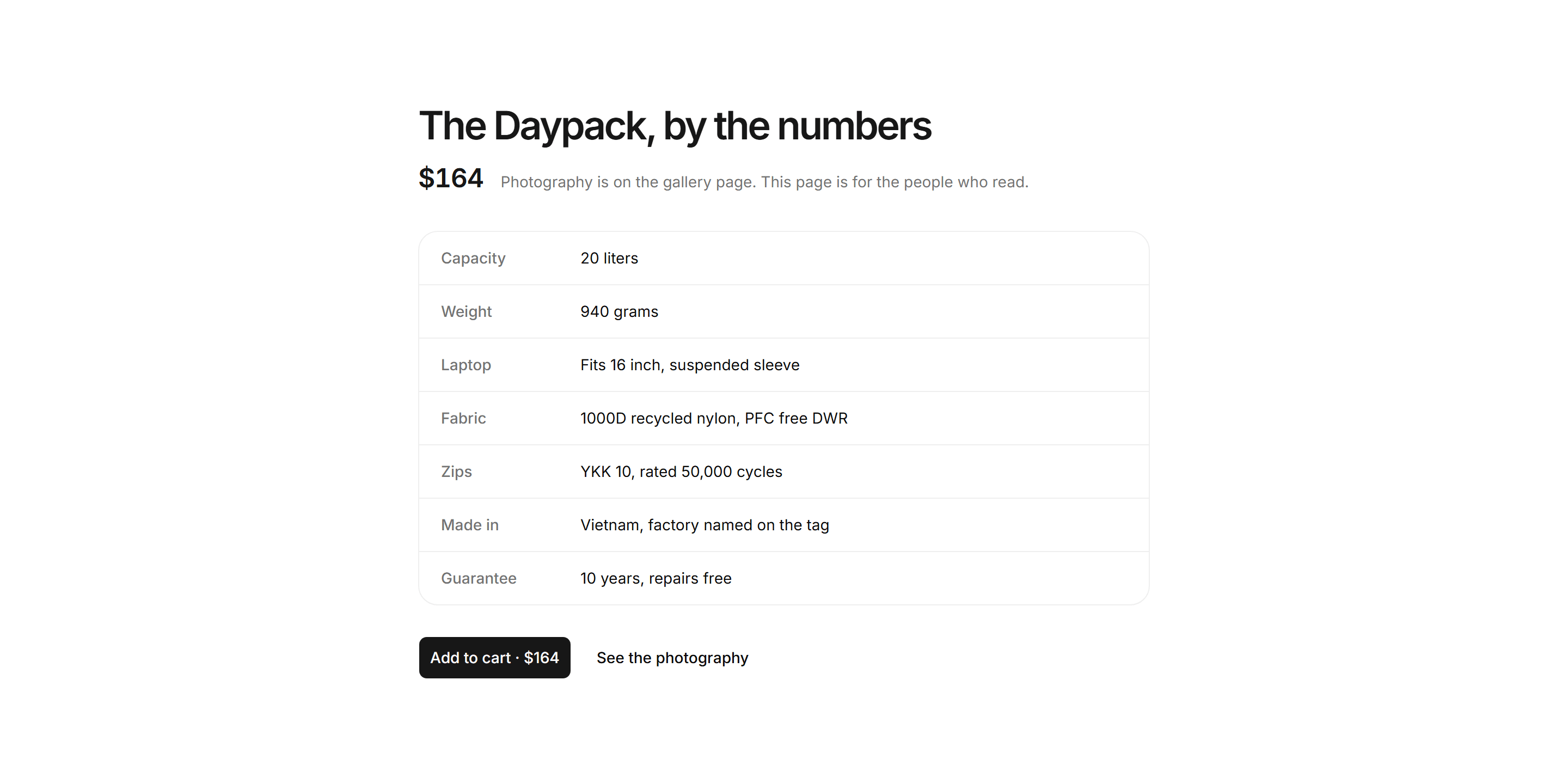 Ecommerce Product Overview: Minimal Product Spec