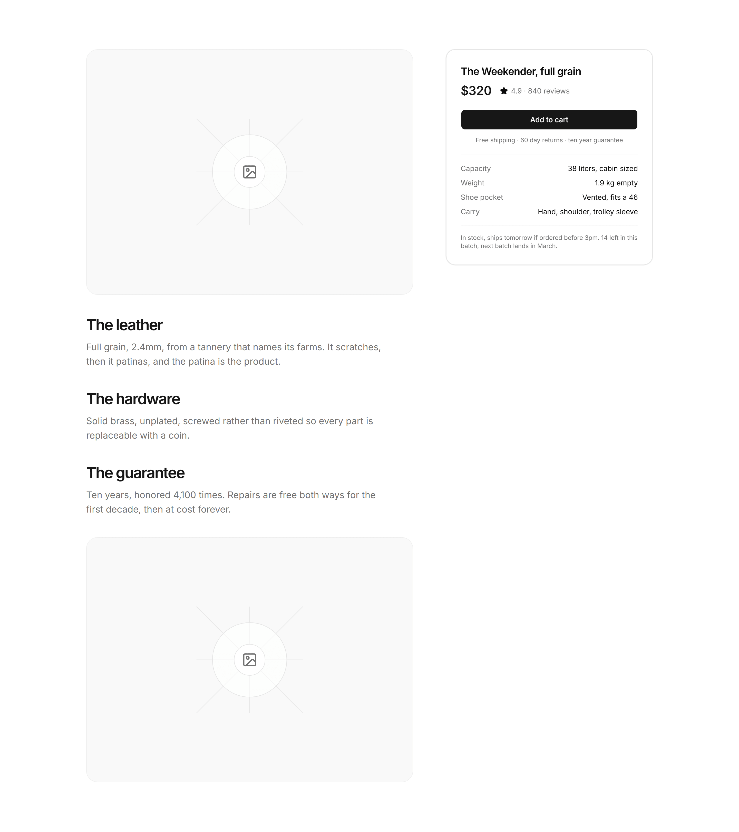 Ecommerce Product Overview: Split With Sticky Buy